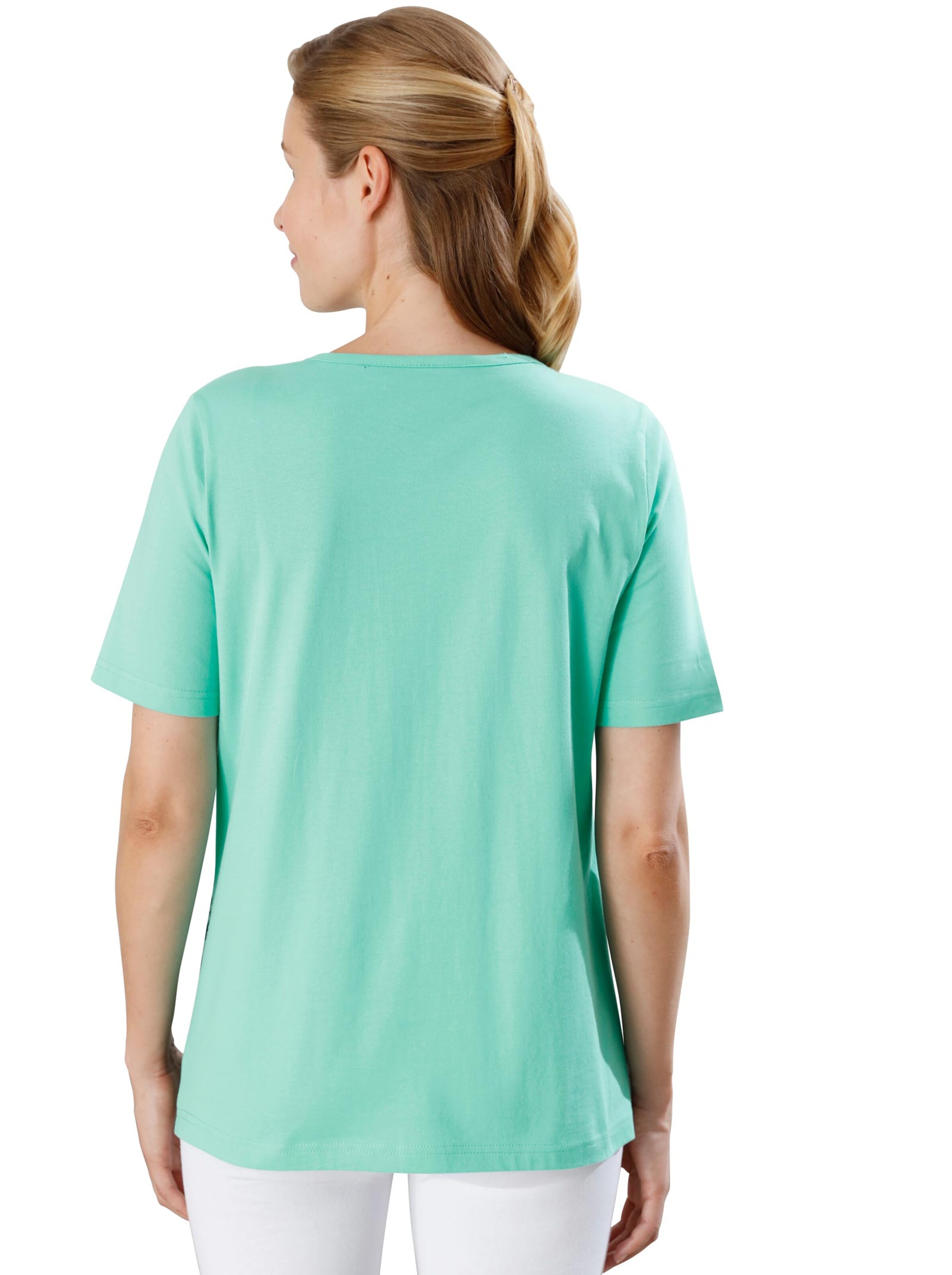 Freizeitshirt - blau-grün-bedruckt