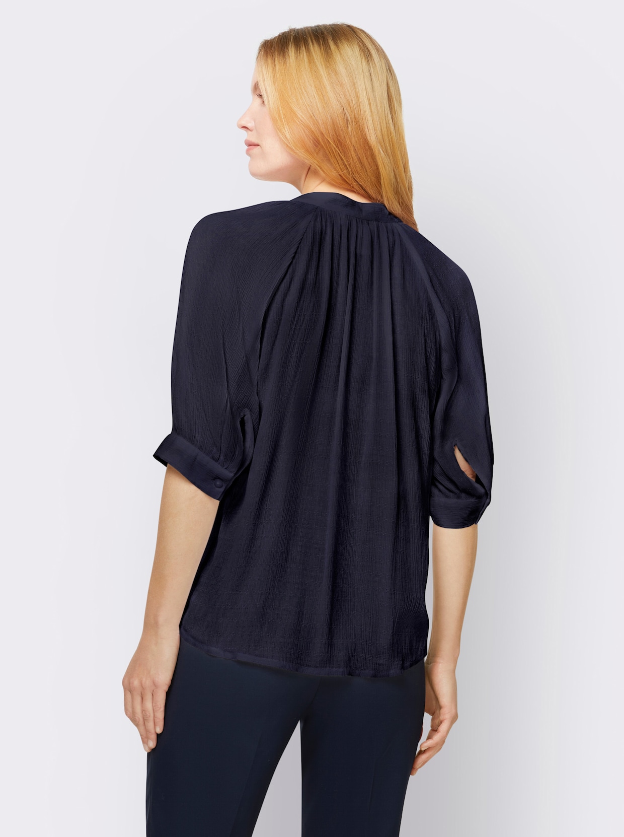 heine Blouse m. korte mouwen - marine