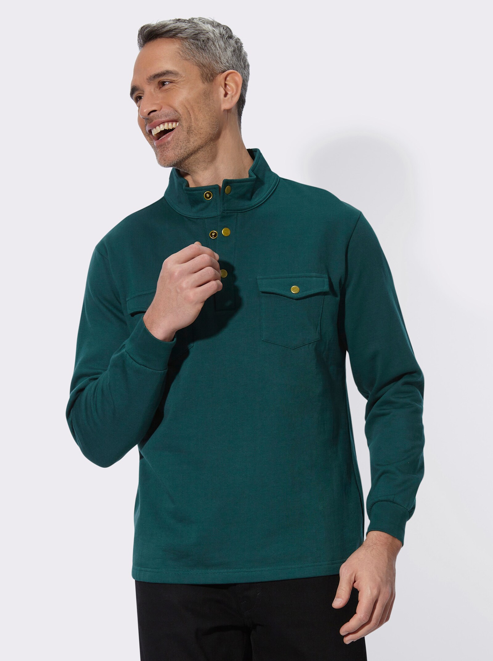 Sweatshirt mit Stehkragen - petrol