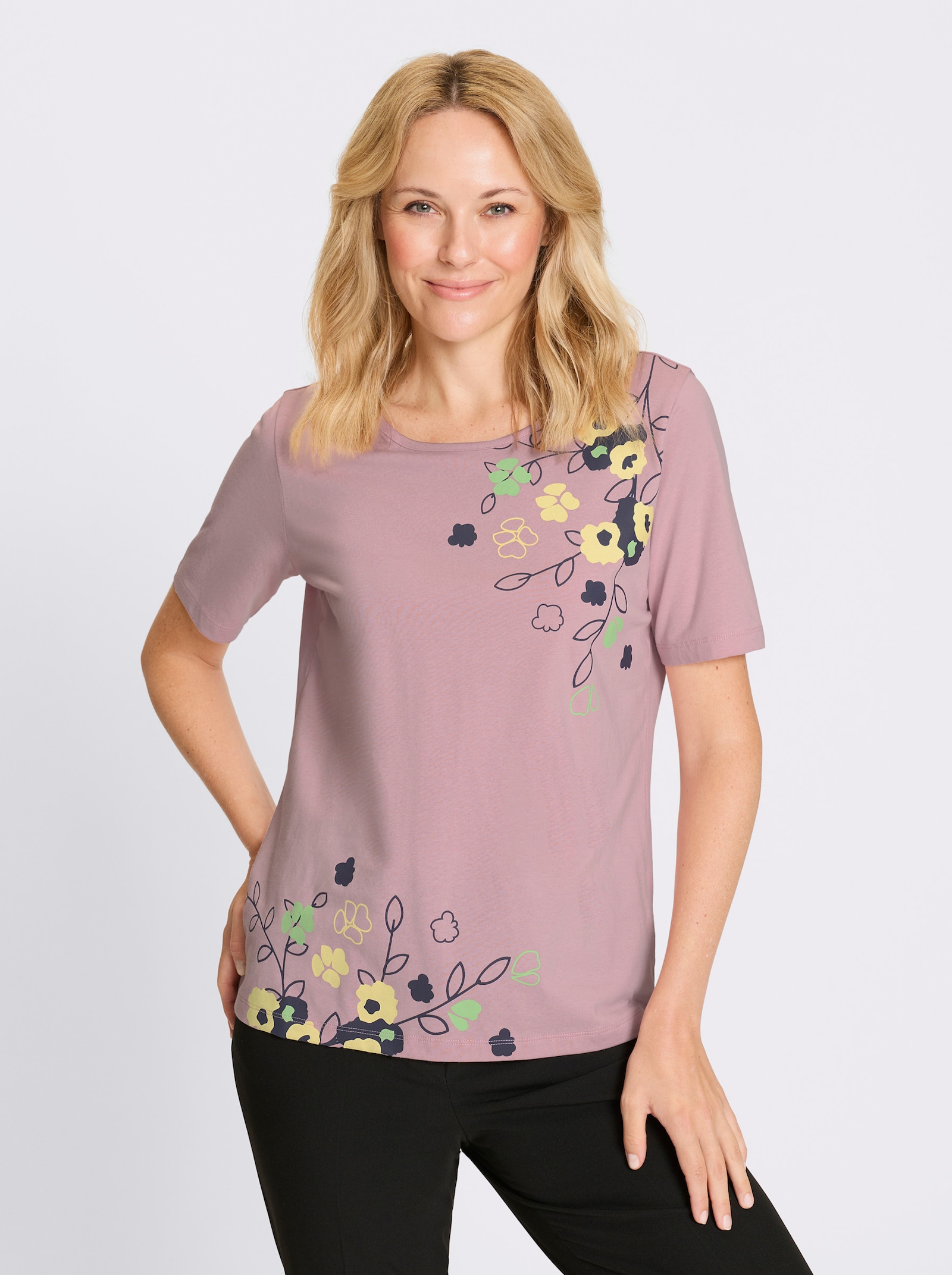 Tričko s krátkymi rukávmi z čistej bavlny - Ružové-morské