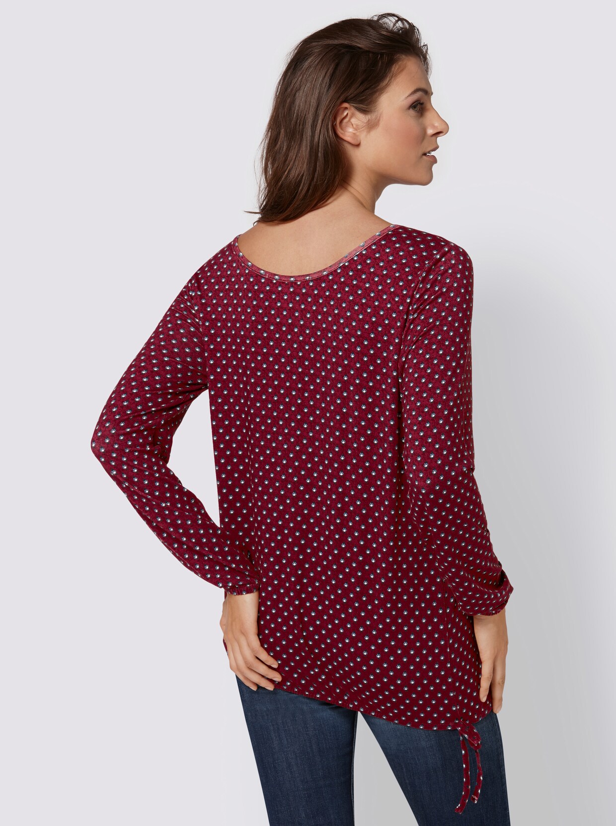 Shirt met ronde hals - framboos/rood bedrukt