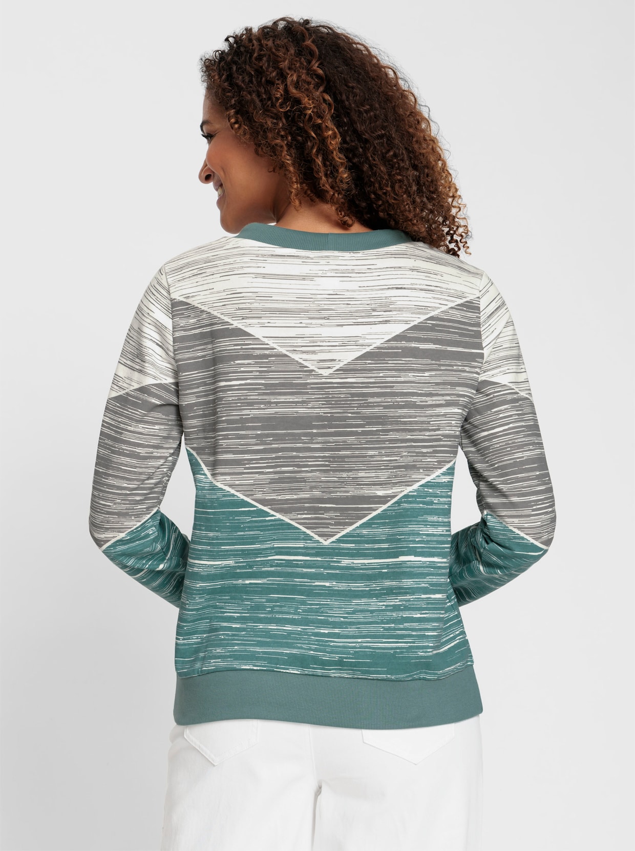 Sweatshirt - jade-ecru