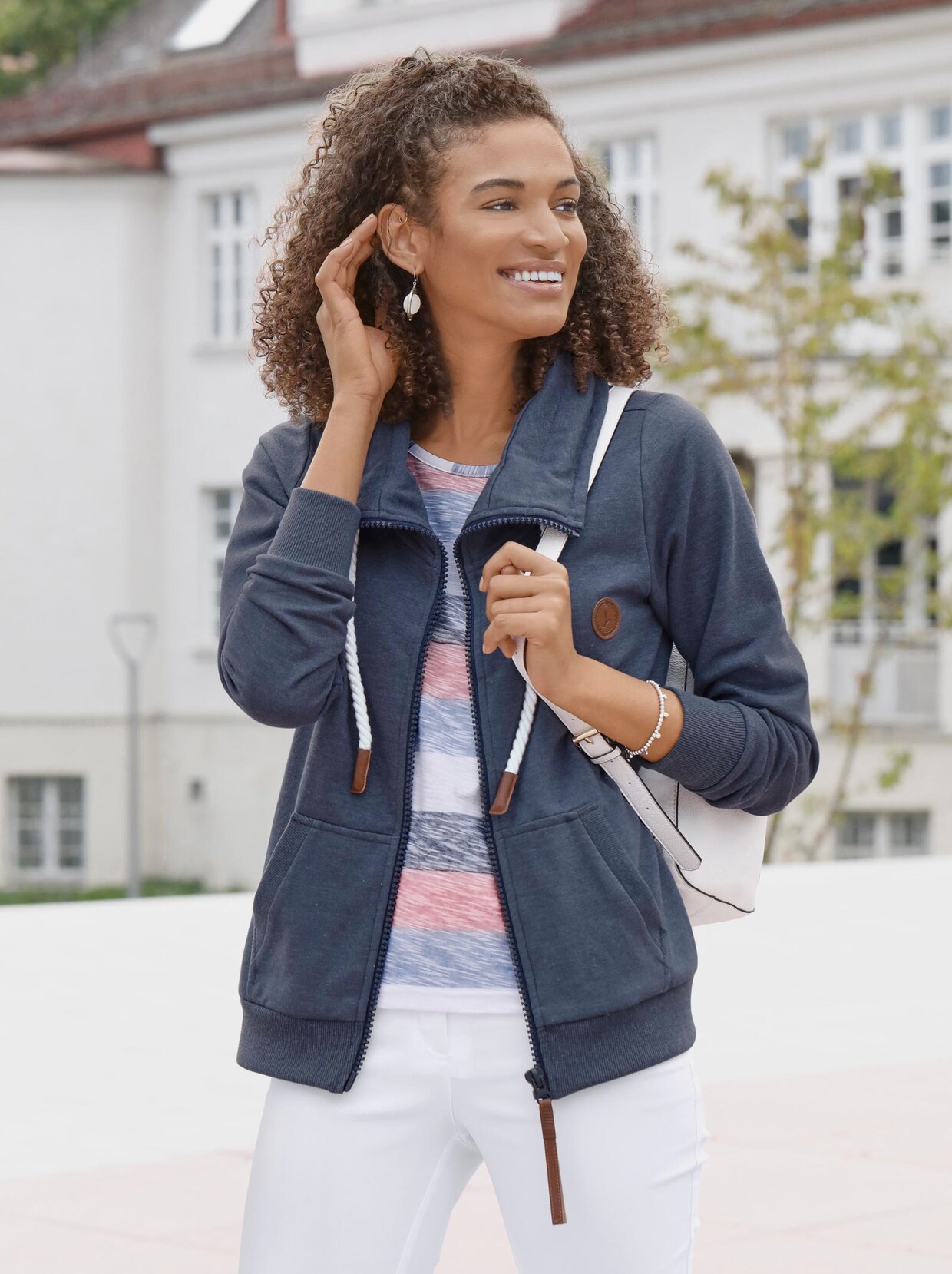 Shirtjacke - dunkelblau-taubenblau-meliert