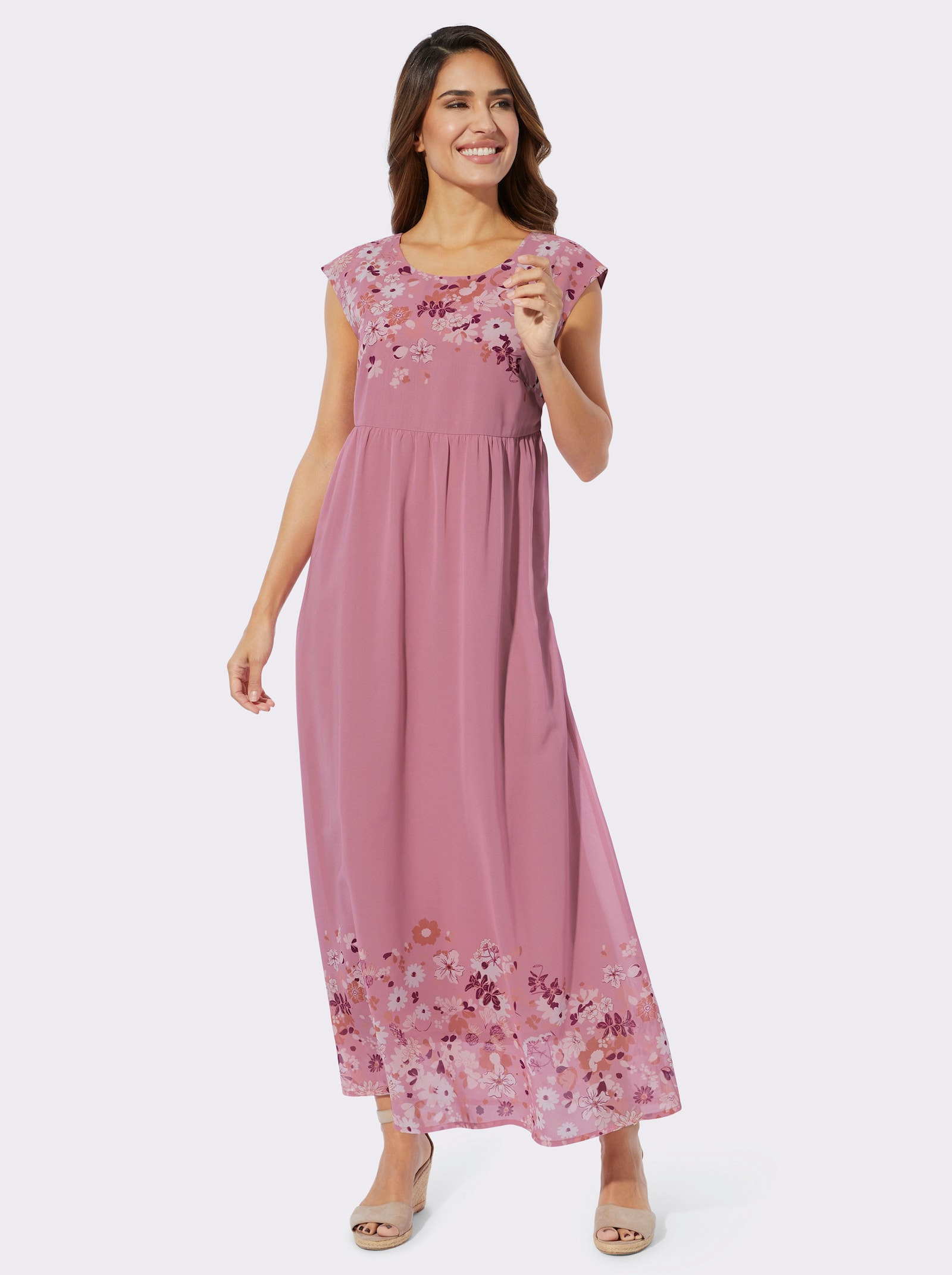 Sommerkleid mit Floraldruck - altrosa-flamingo-bedruckt
