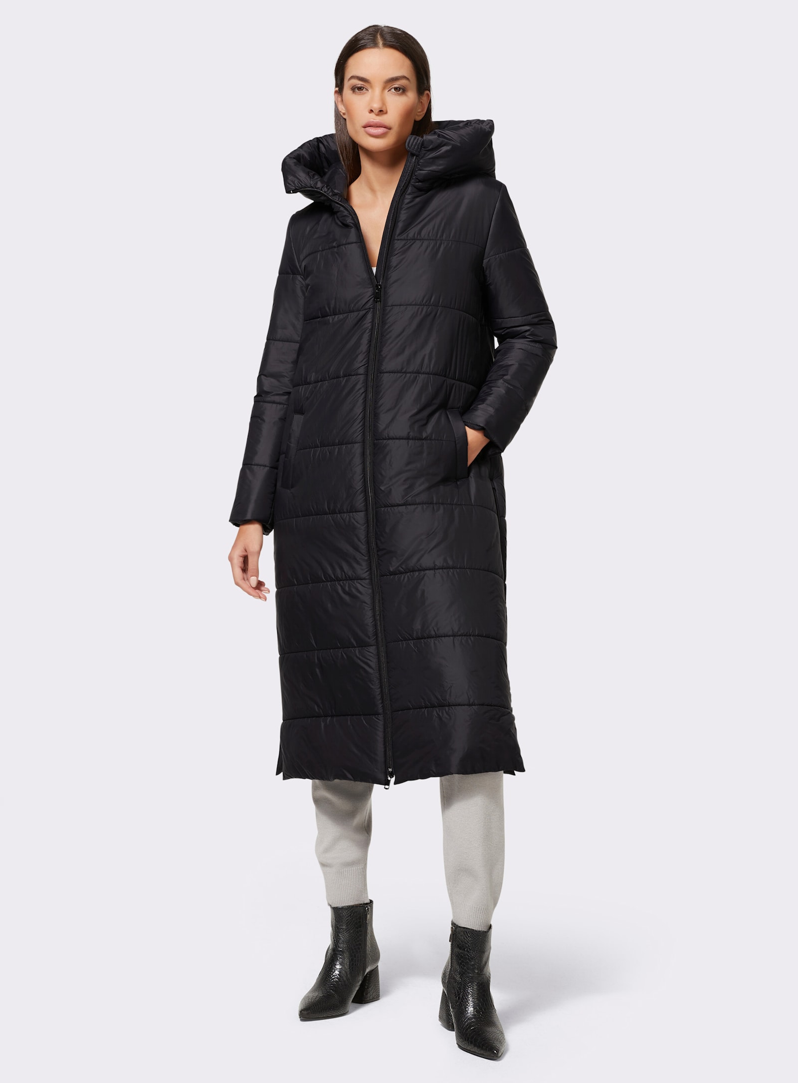 heine Manteau matelassé avec fentes latérales - noir