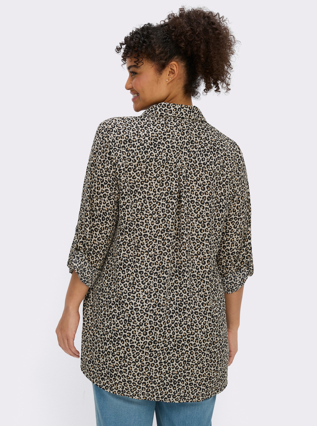 Druckbluse im Animal-Print - schwarz-camel-bedruckt