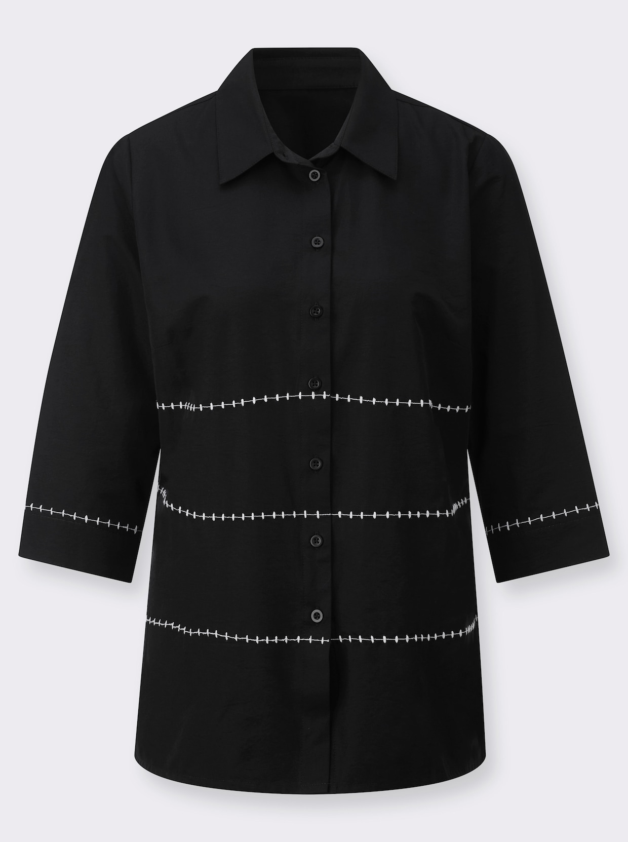Hemdbluse - schwarz-ecru