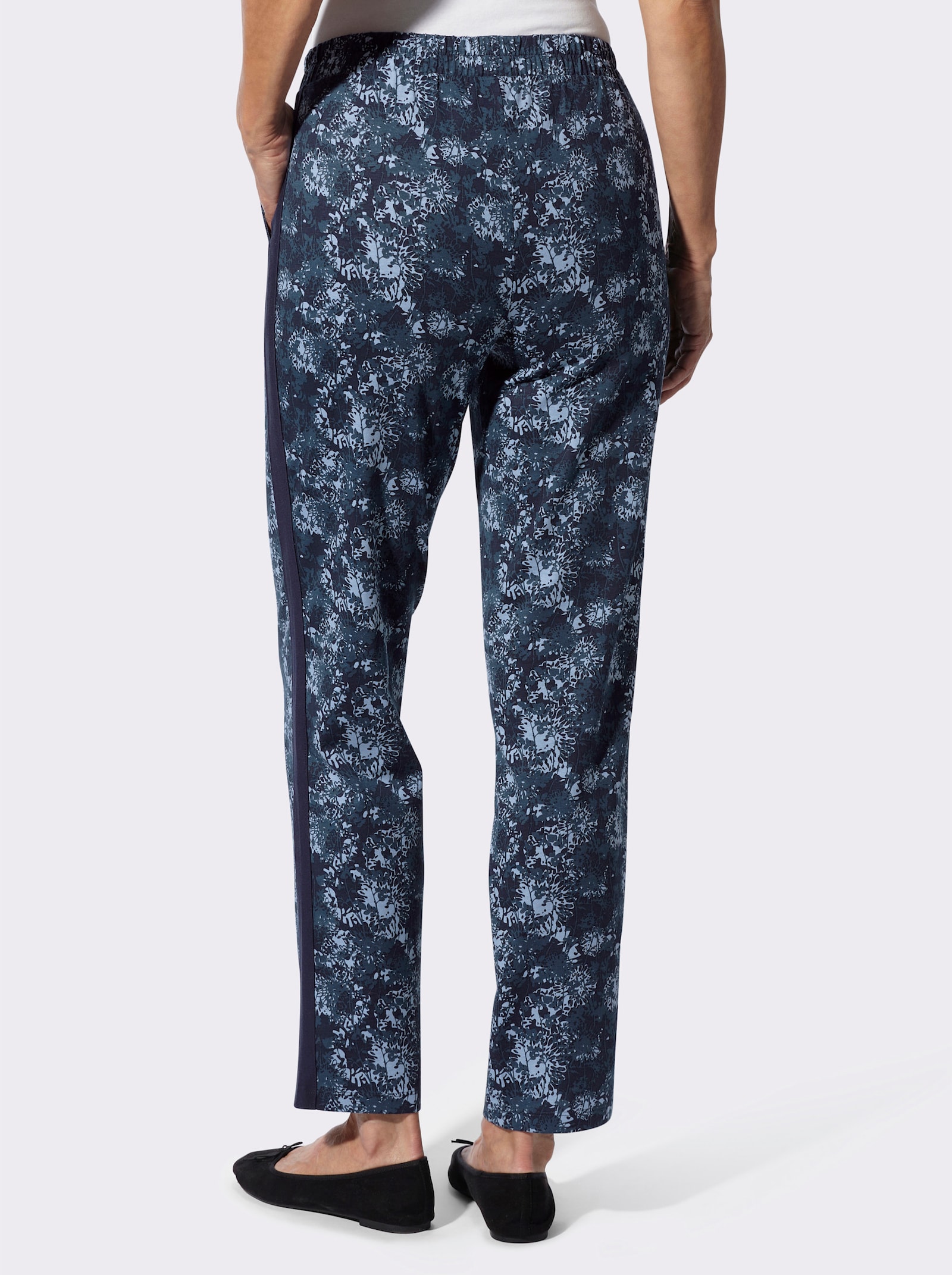 Freizeithose mit Galonstreifen - bleu-marine-bedruckt