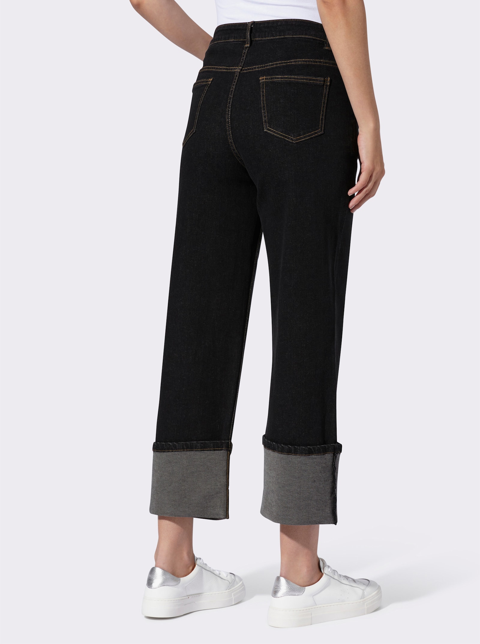 heine Stretch-Jeans mit Umschlag am Bein - black denim