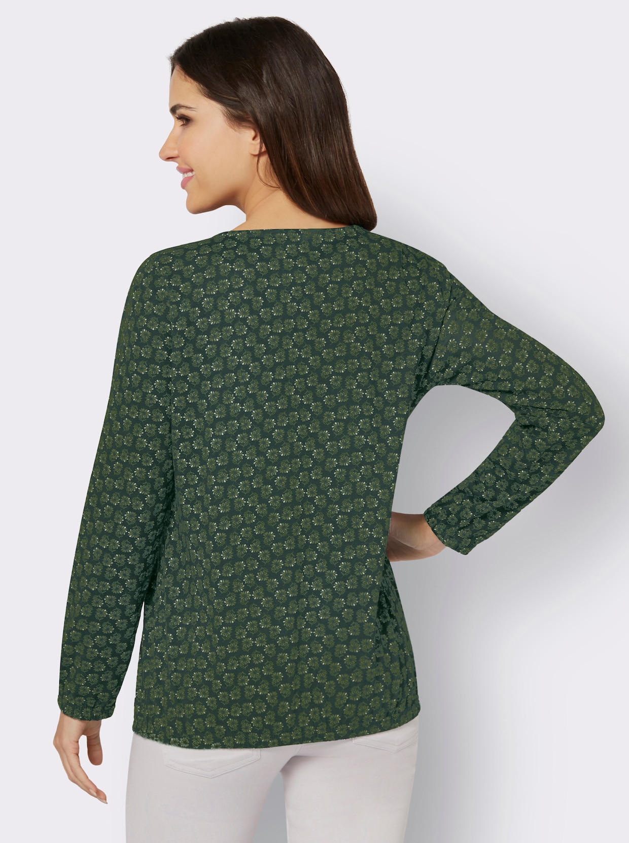 Langarmshirt - moos-eucalyptus-bedruckt