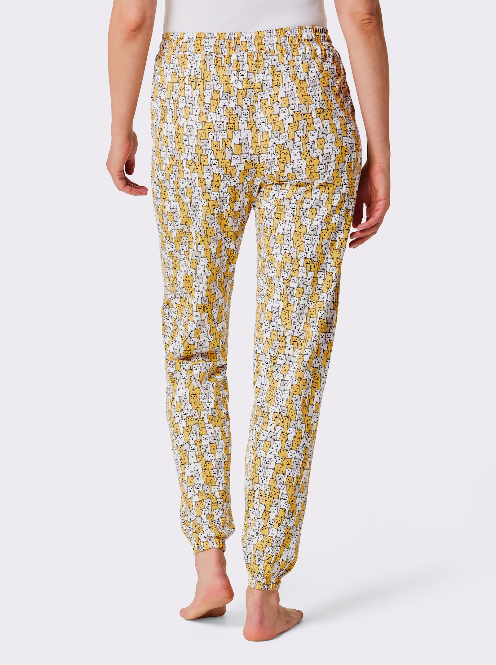 wäschepur Schlafanzug-Hose - weiss-gelb-bedruckt
