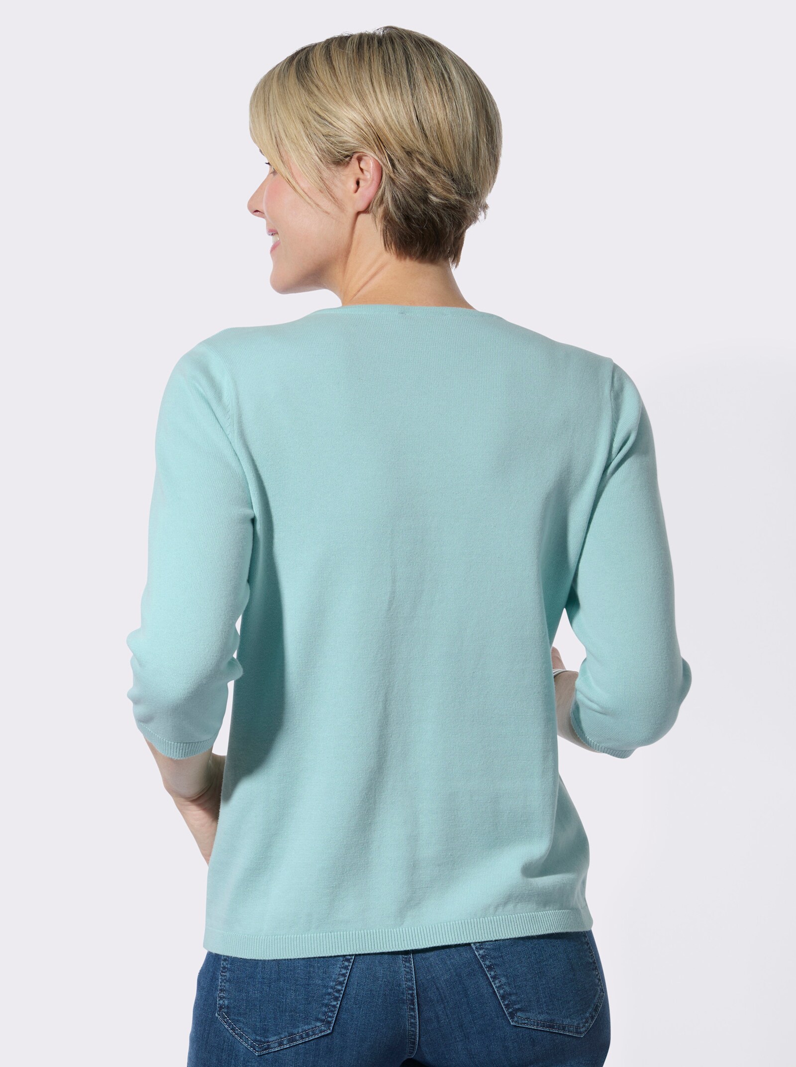 V-Ausschnitt-Pullover in formstabiler Qualität - mint