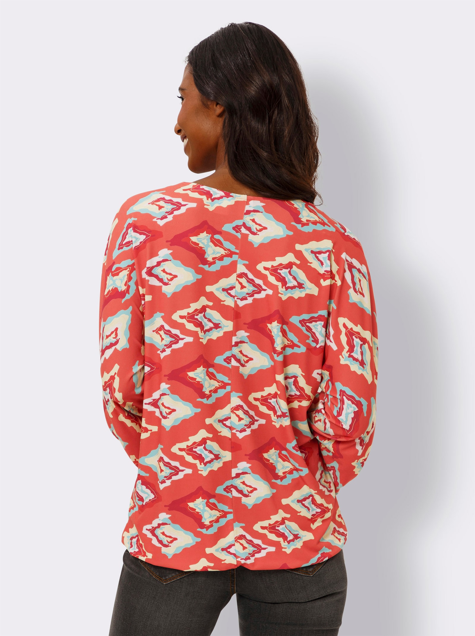 heine Shirtbluse mit 3/4-Arm - koralle-mint-bedruckt