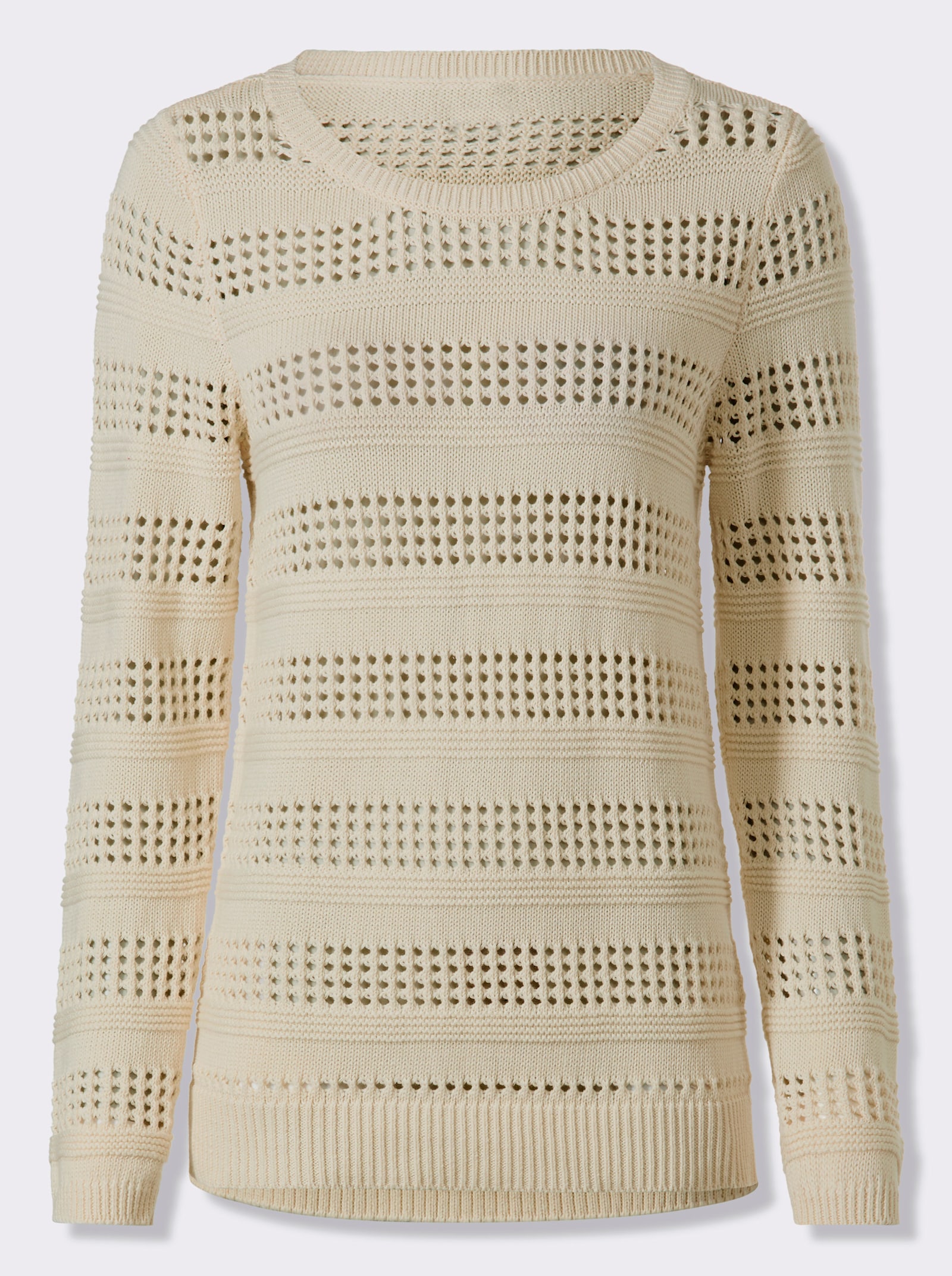 heine Pull ajouré avec bords-côtes - couleur ivoire