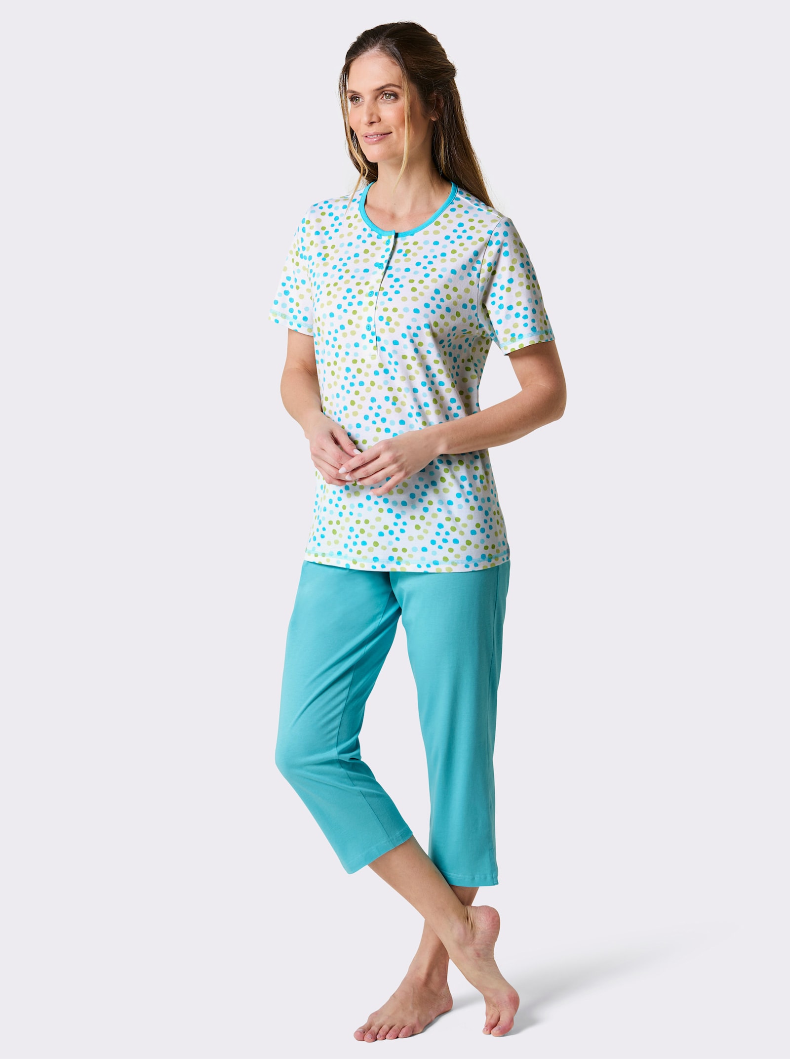 Comtessa Capripak - wit/turquoise bedrukt