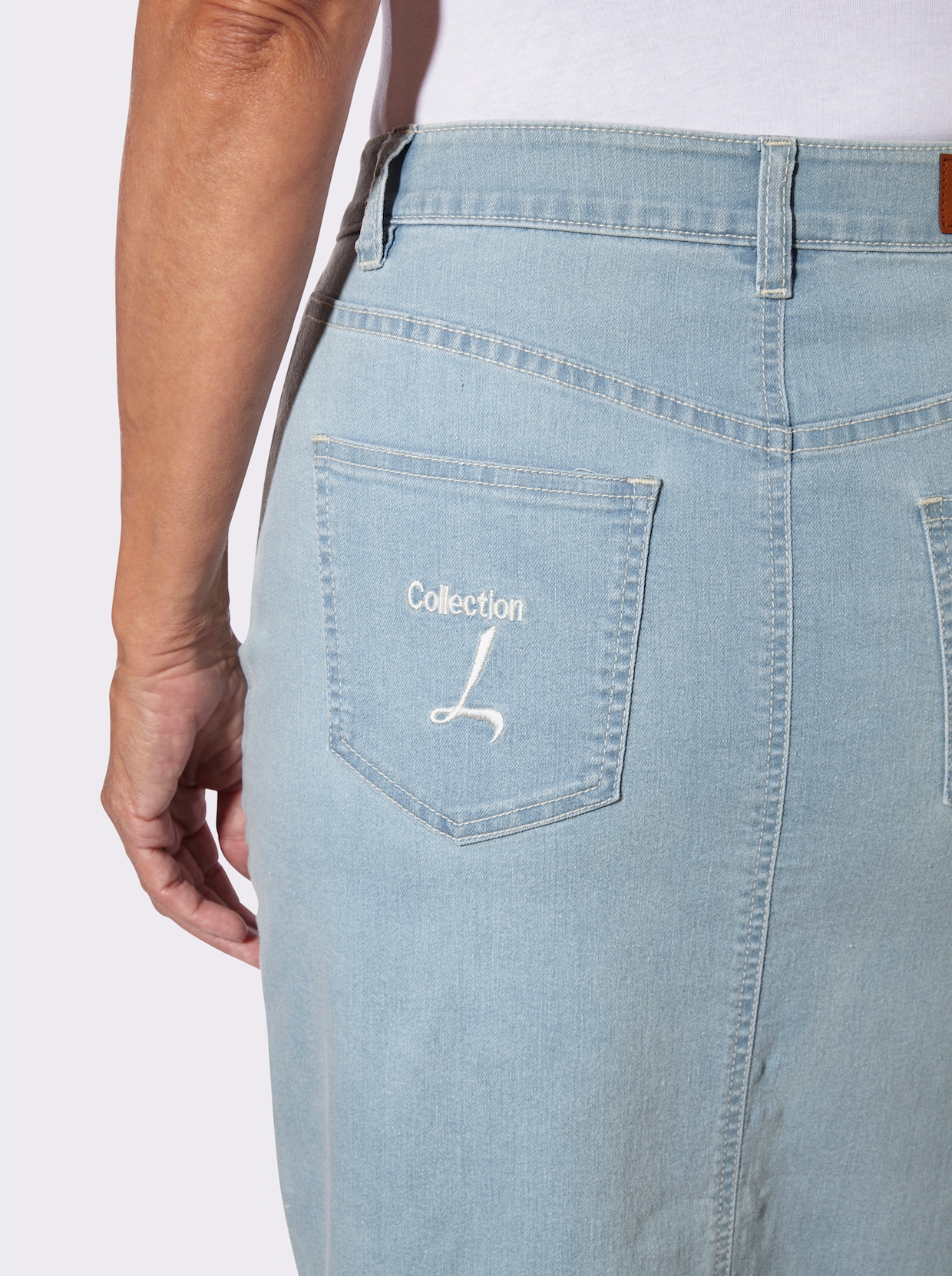 Jeansrock mit Gehschlitz hinten - blue-bleached