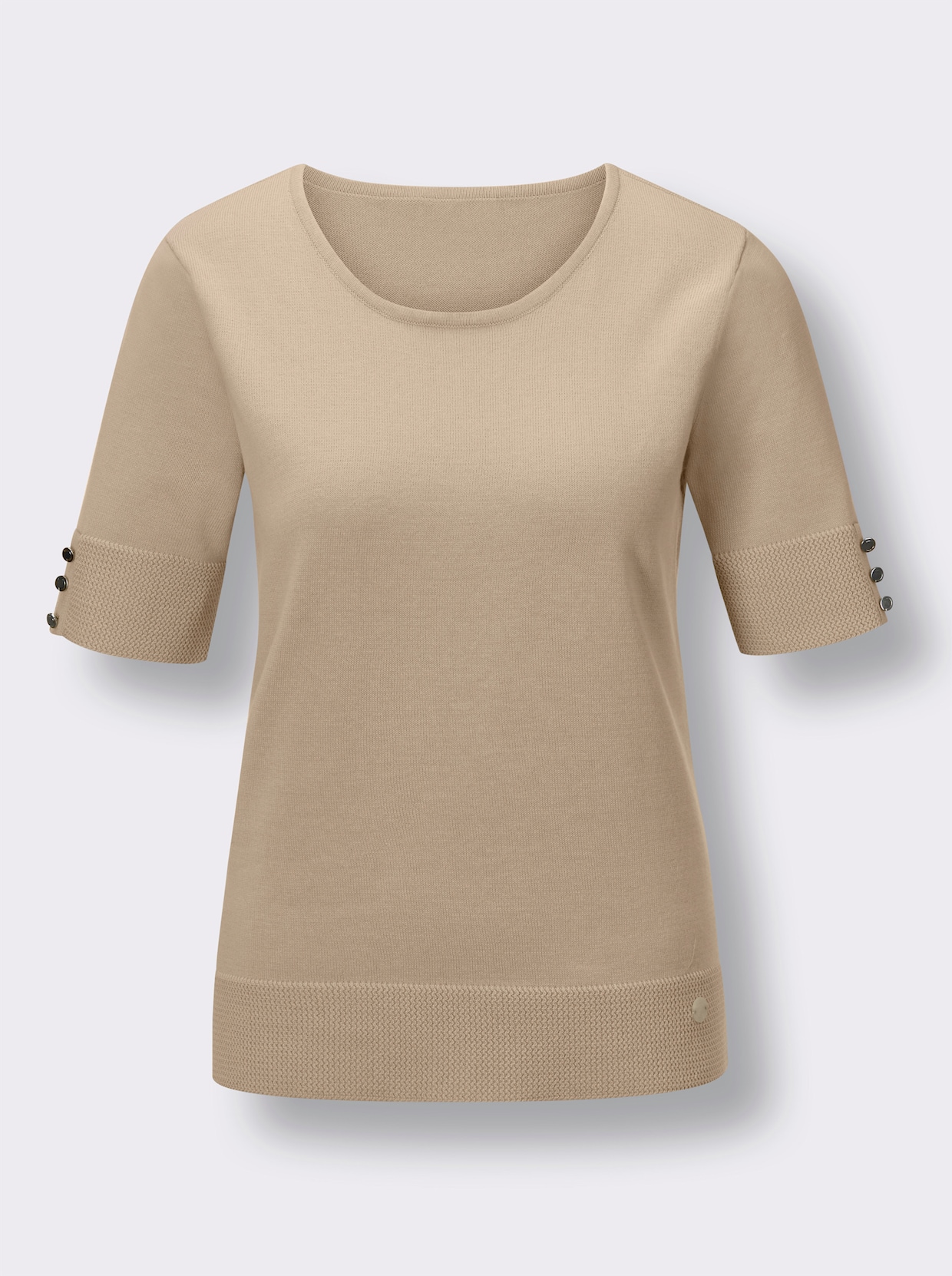 CREATION L PREMIUM Kurzarmpullover - beige
