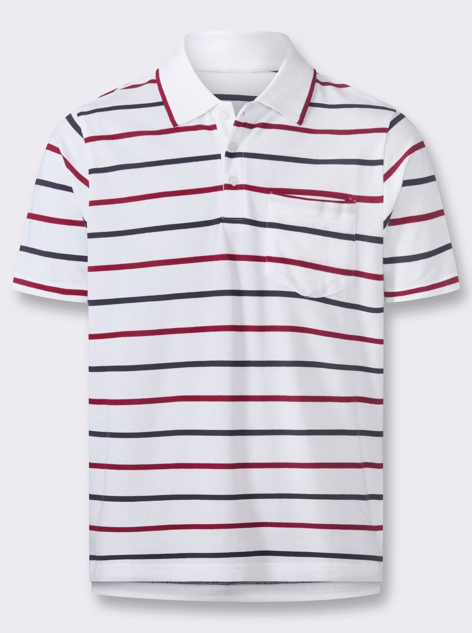 Poloshirt in Pikee-Qualität - weiß-gestreift