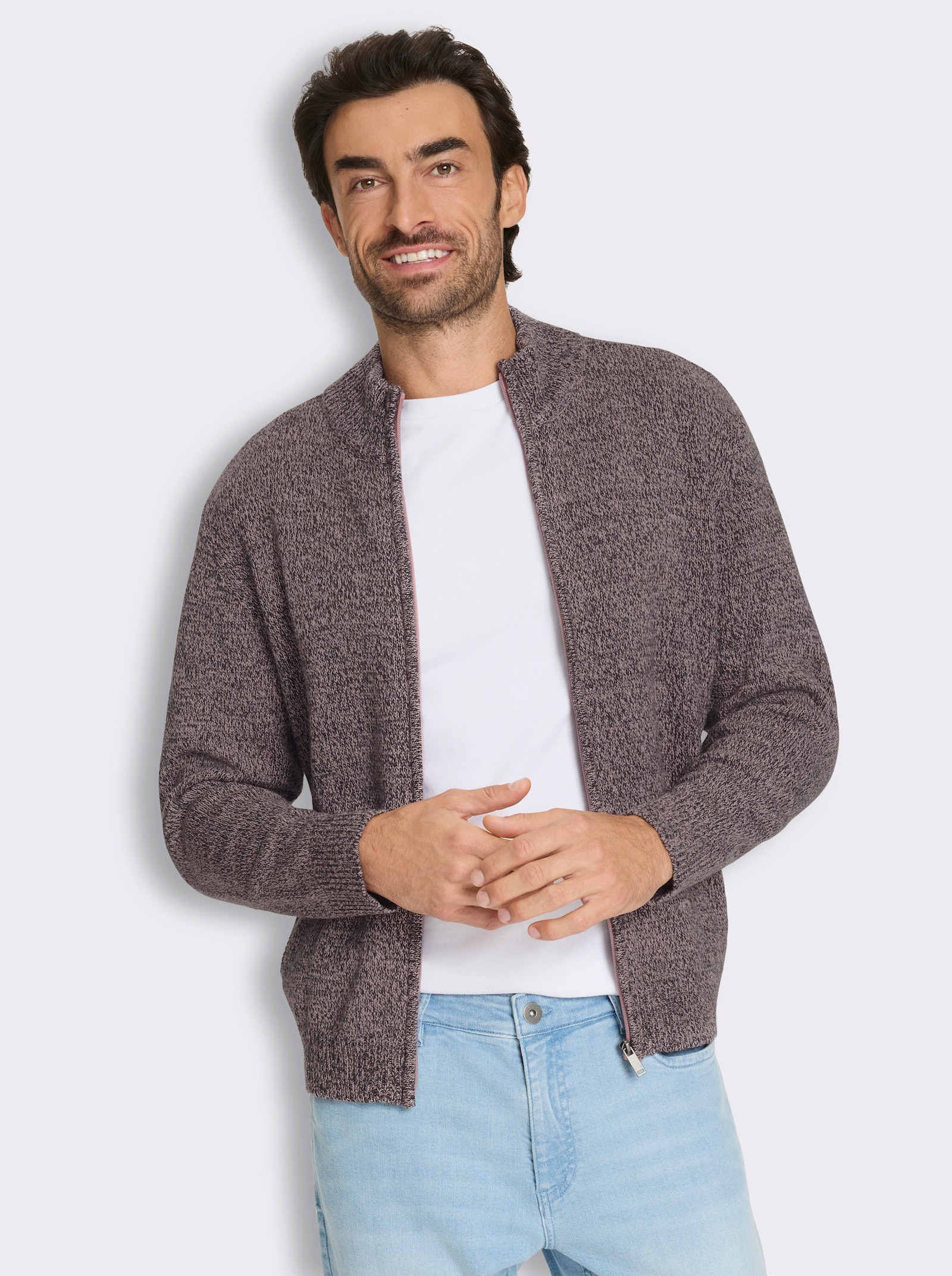 Marco Donati Strickjacke mit durchgehendem Reißverschluss - hortensie-meliert