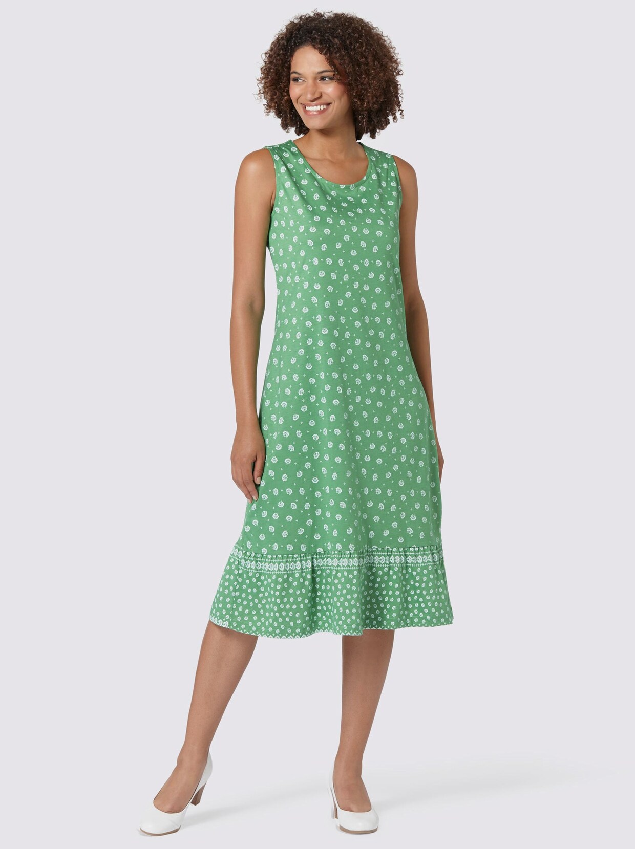 Jersey jurk - groen gedessineerd