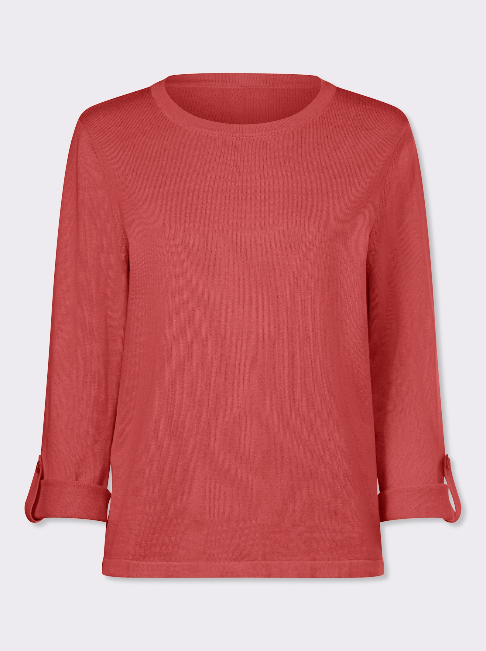 3/4 Arm-Pullover aus reiner Baumwolle - koralle