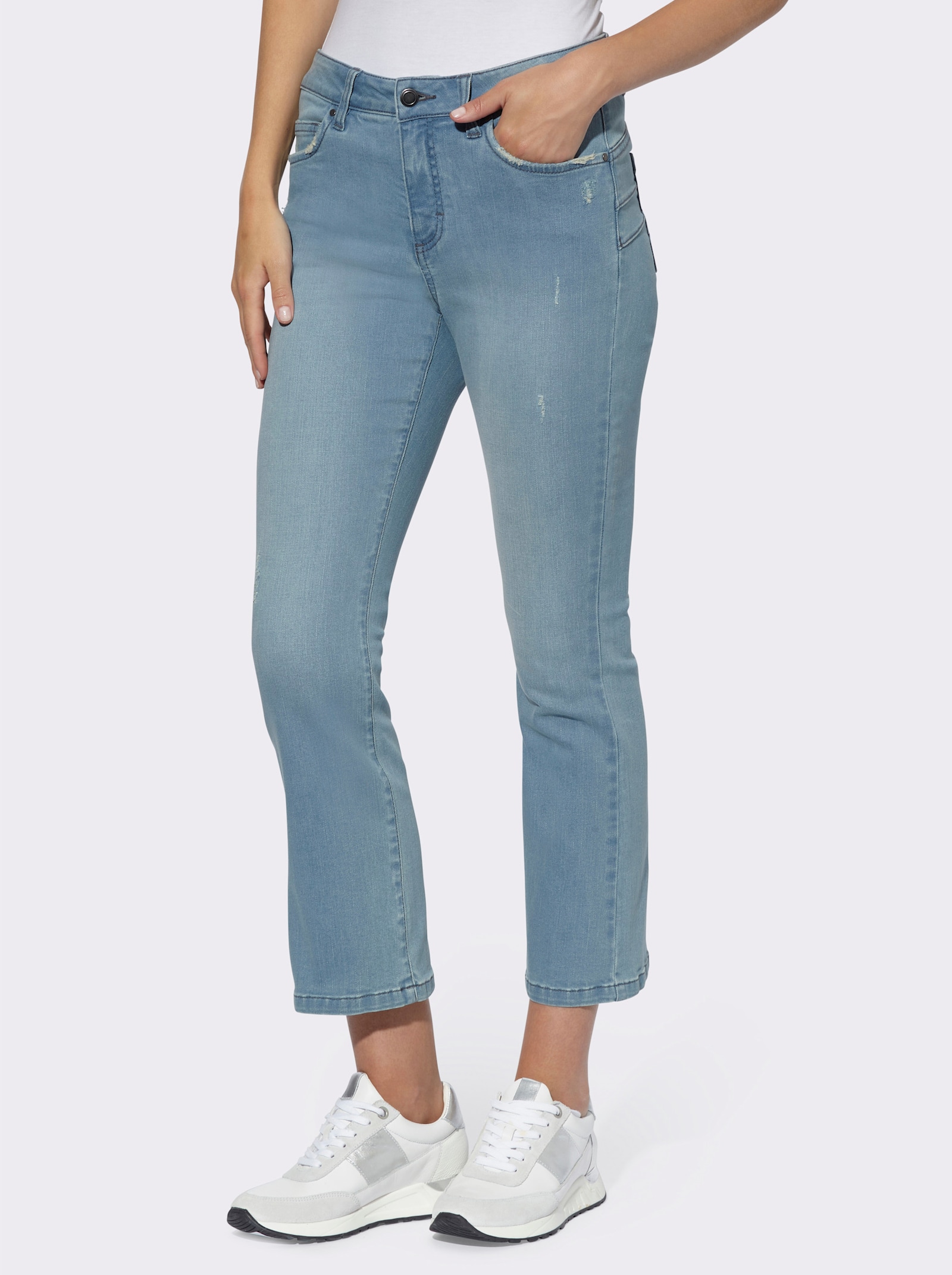 heine 7/8-Jeans mit Destroyed-Effekt - blue-bleached