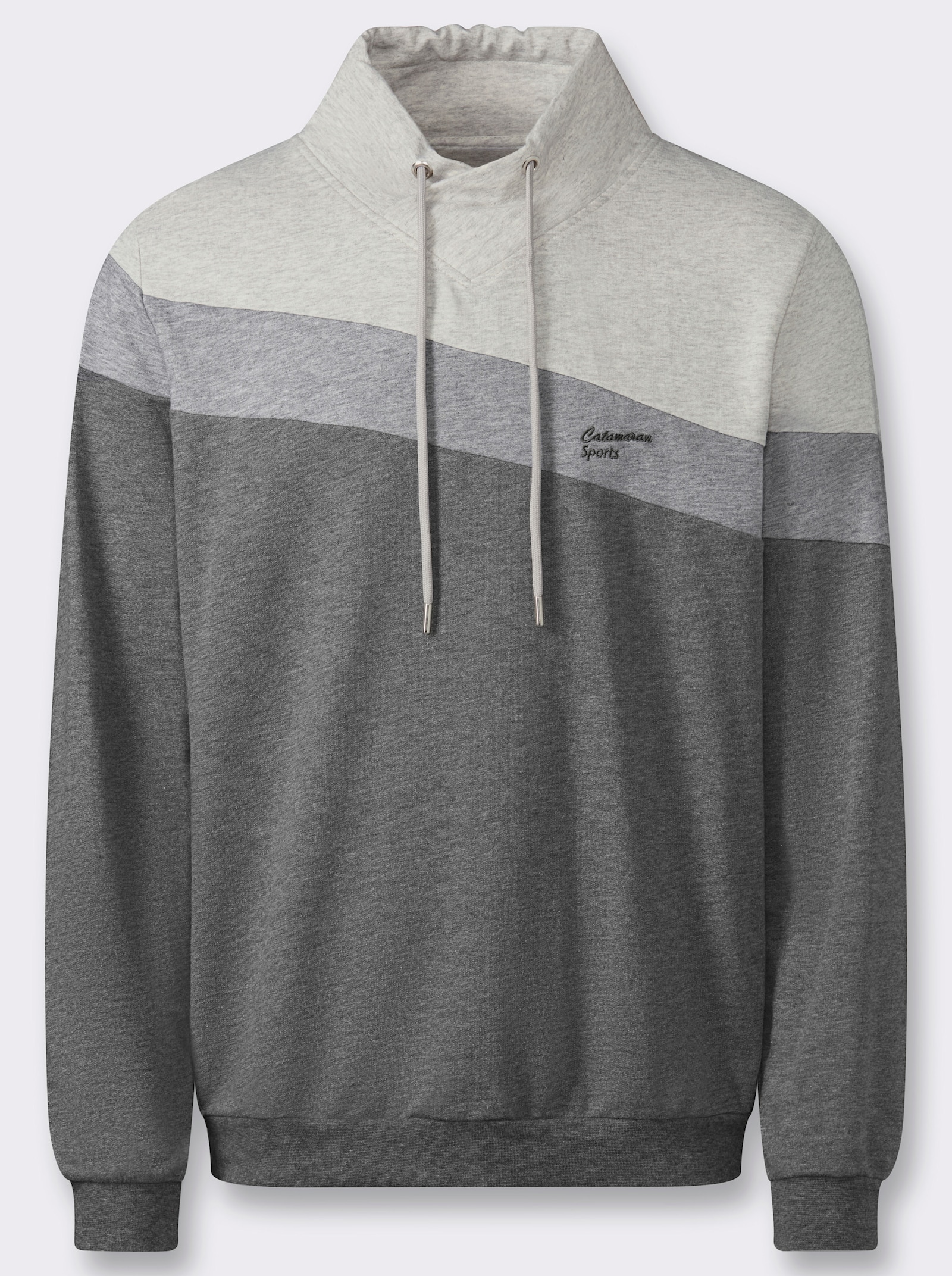 Catamaran Sports Sweatshirt mit weitenregulierbarem Kragen - anthrazit-hellgrau-meliert