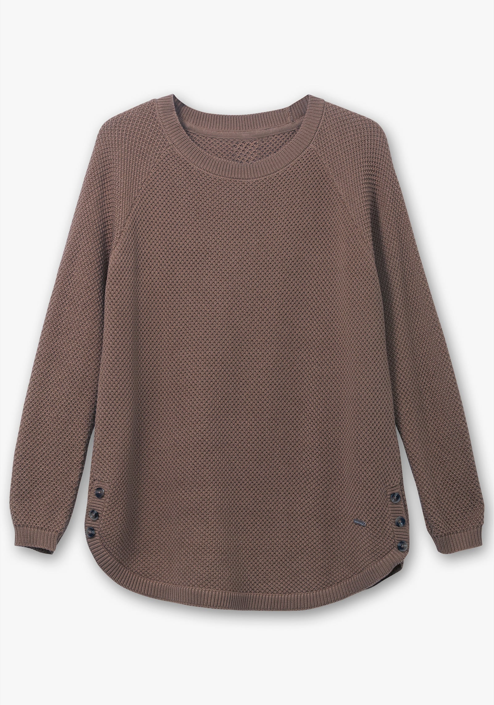 Rundhalspullover mit abgerundetem Saum - dunkeltaupe