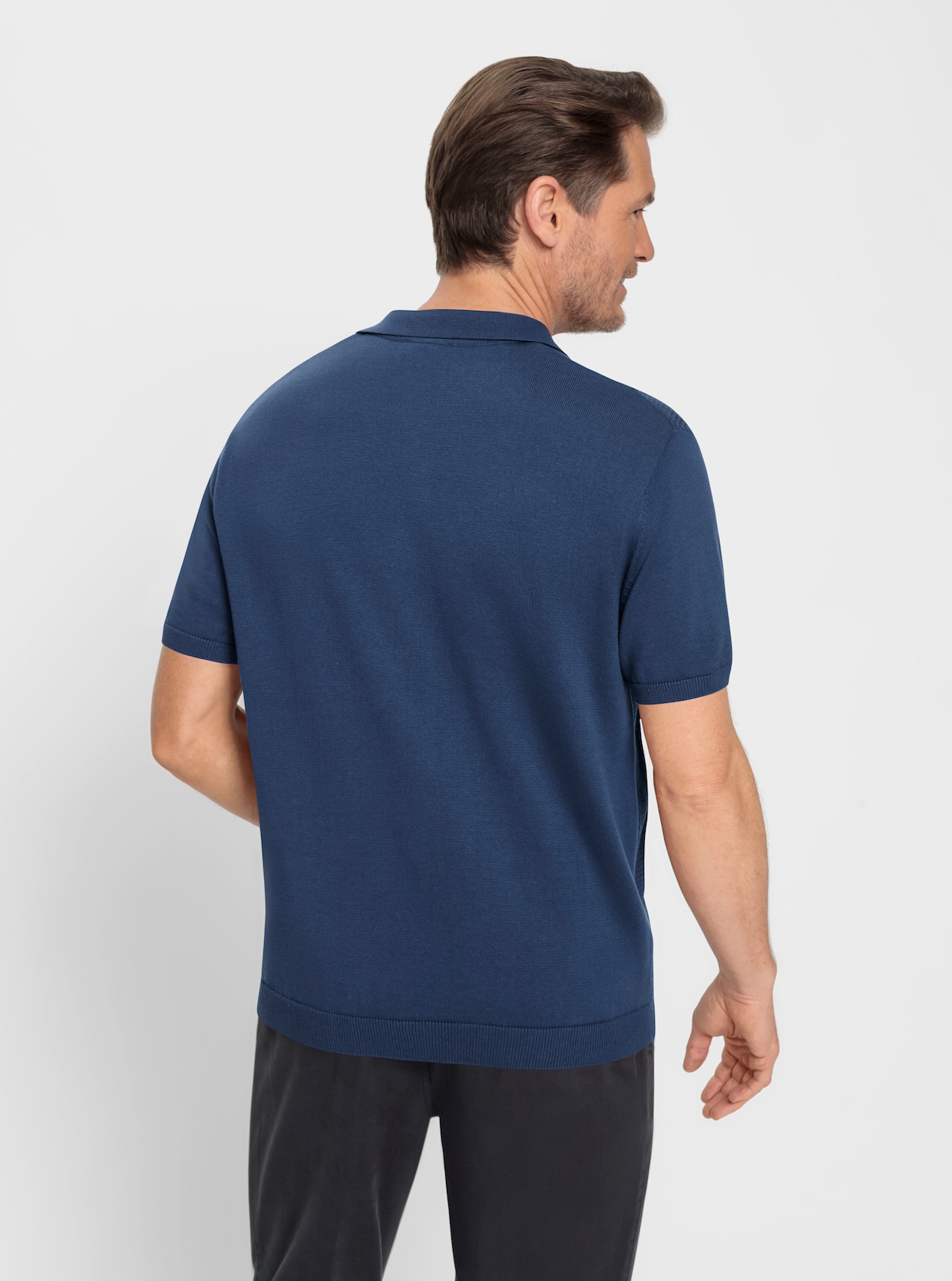 Marco Donati Kurzarm-Pullover - jeansblau