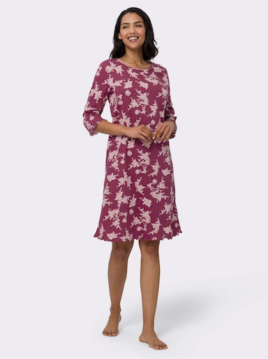 Nachthemd mit Ziernähten - malve-bedruckt