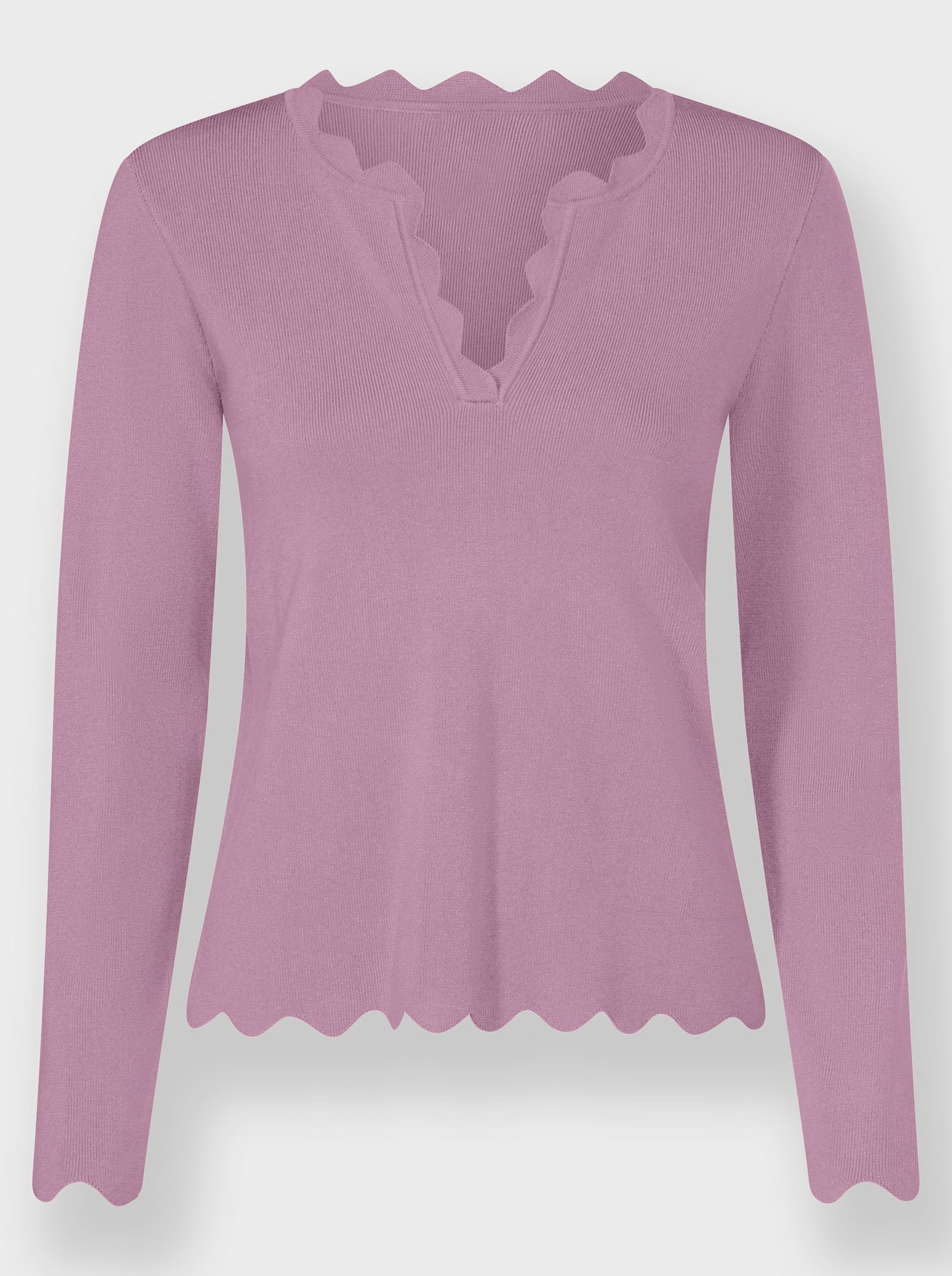 heine Pullover van fijntricot met golvende randen - mauve