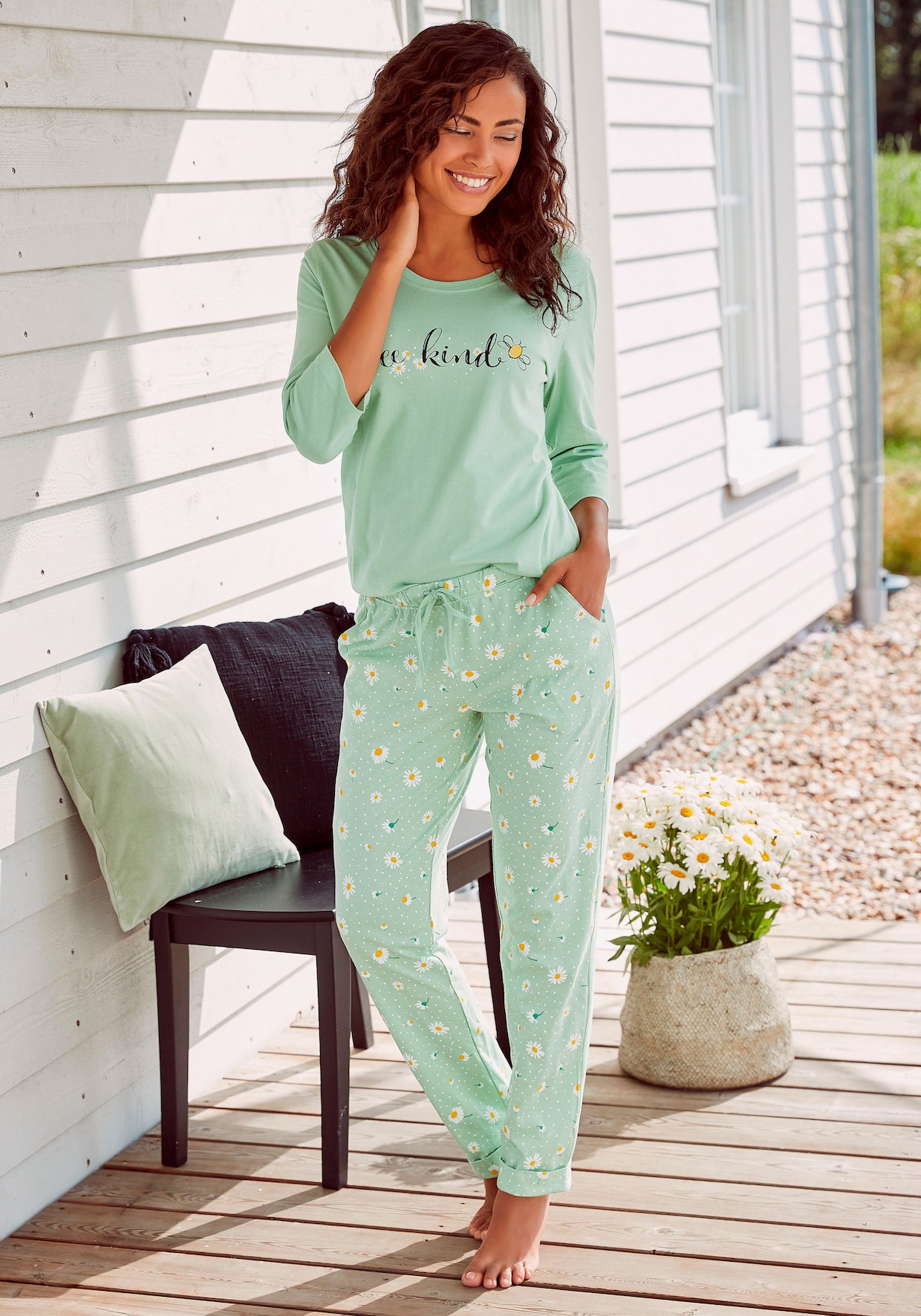 Vivance Dreams Pyjama - jade-gemustert