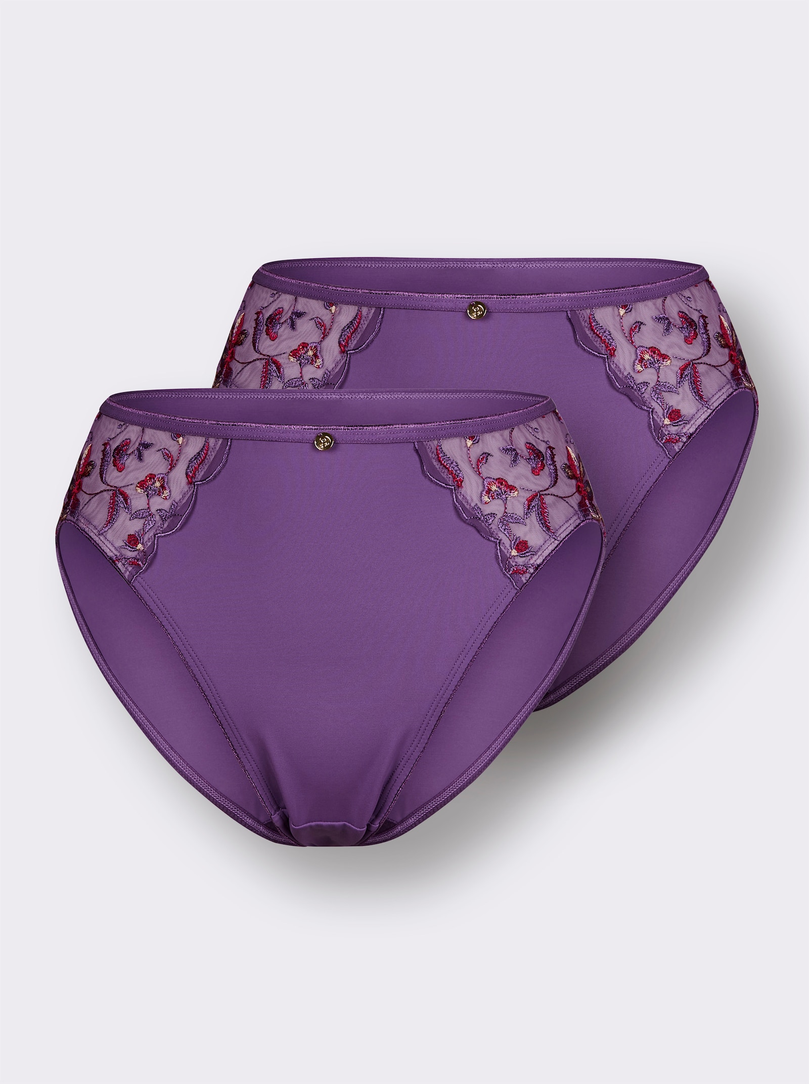 wäschepur Jazzpants mit transparentem Tülleinsatz - lila-rot