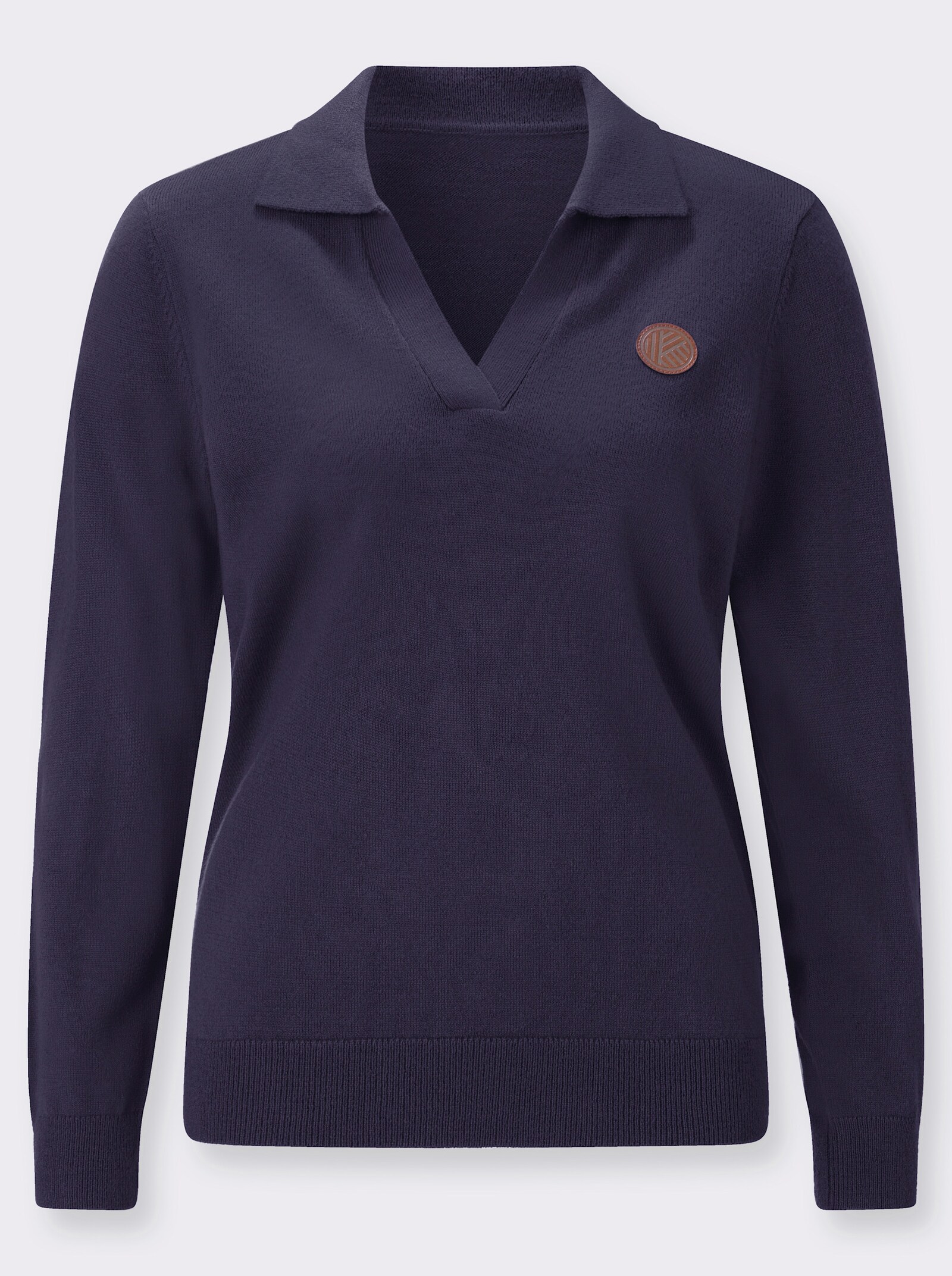 Polopullover mit offenem V-Ausschnitt - marine