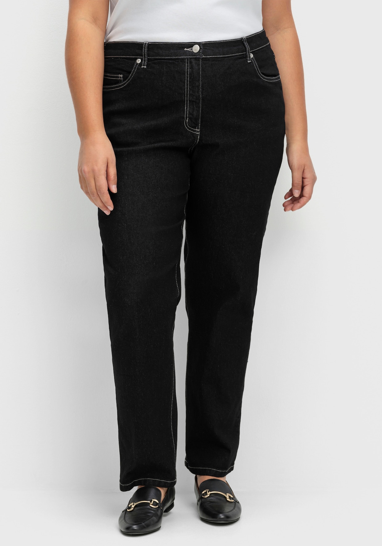 5-Pocket-Jeans mit Stickerei-Motiv - black-denim