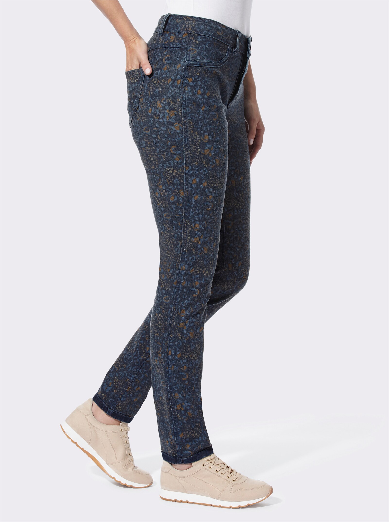 heine Skinny Jeans mit Leo-Dessin - dark blue