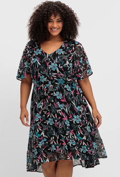 sheego by Joe Browns Chiffonkleid - schwarz-gemustert