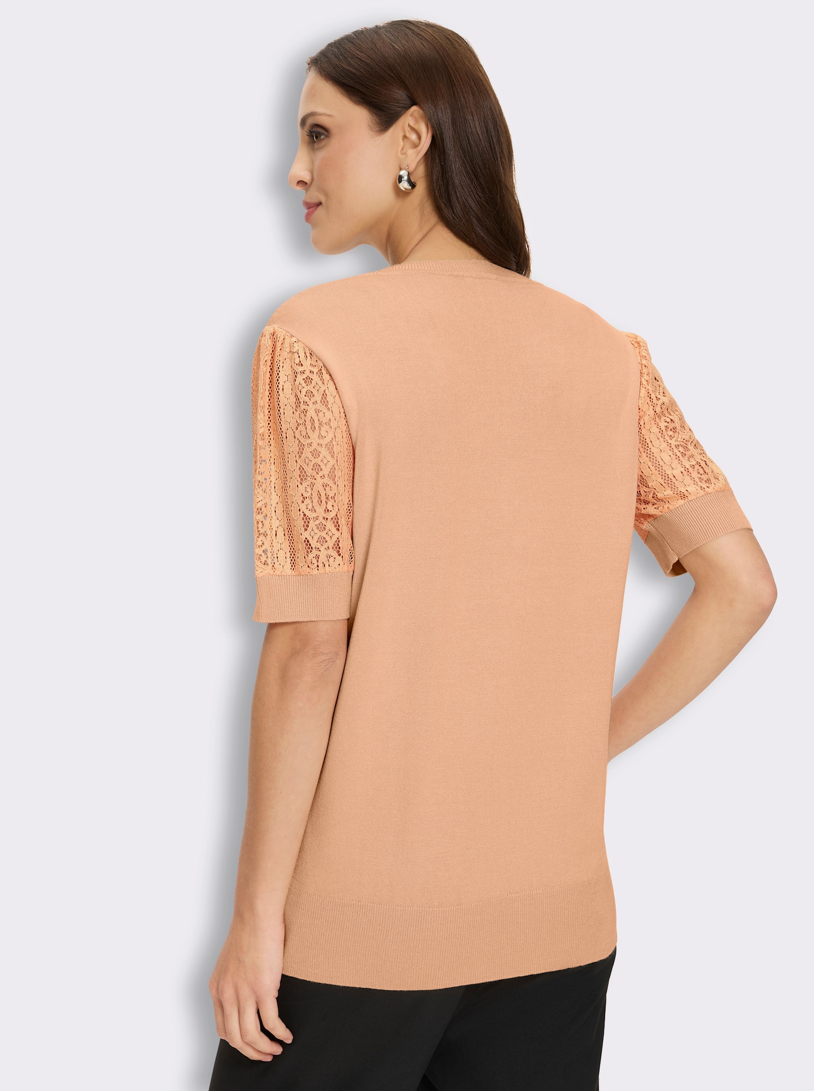 Kurzarmpullover mit Puffärmeln - apricot