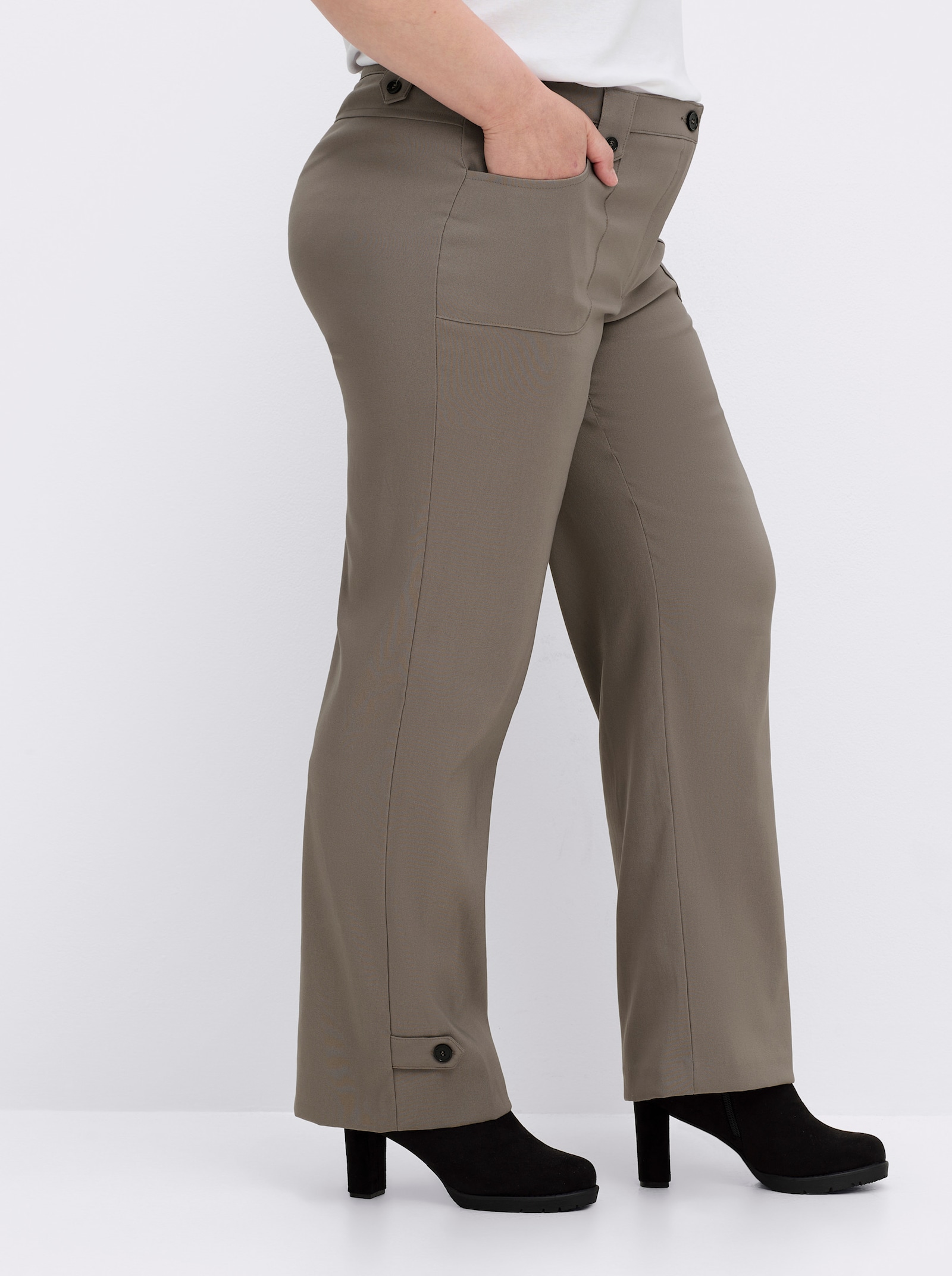 Hose in weiter Form, bügelfreie Koffer-Qualität - taupe