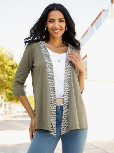 Shirtjacke - khaki-ecru