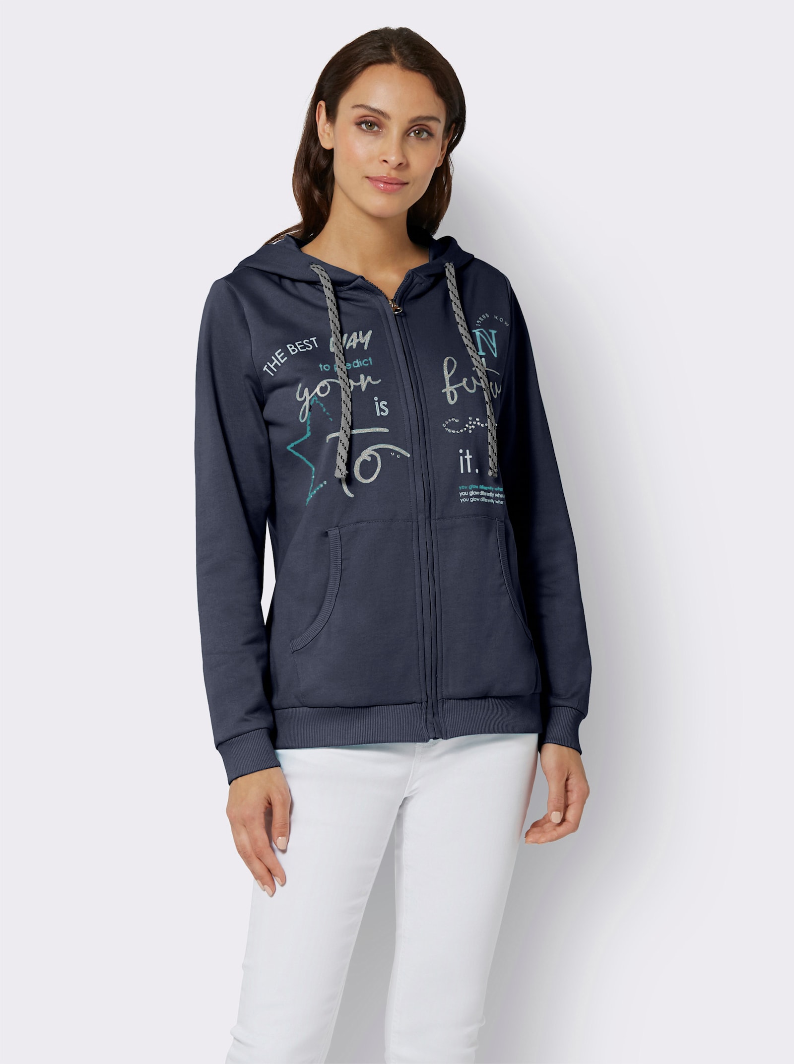 Shirtjacke mit Schriftzügen - marine