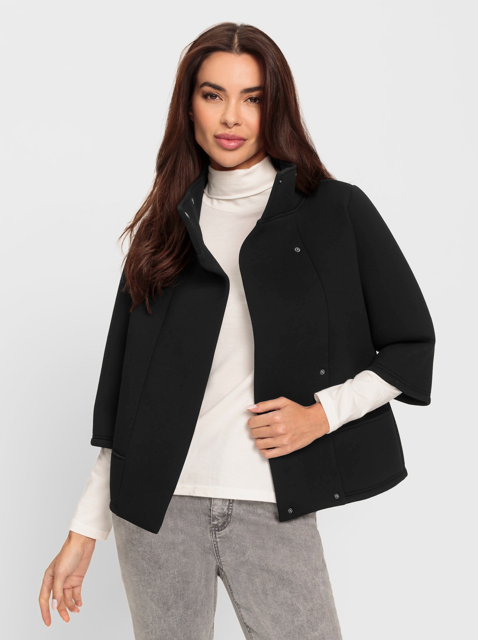 heine Sweatjacke in Neopren-Optik - schwarz