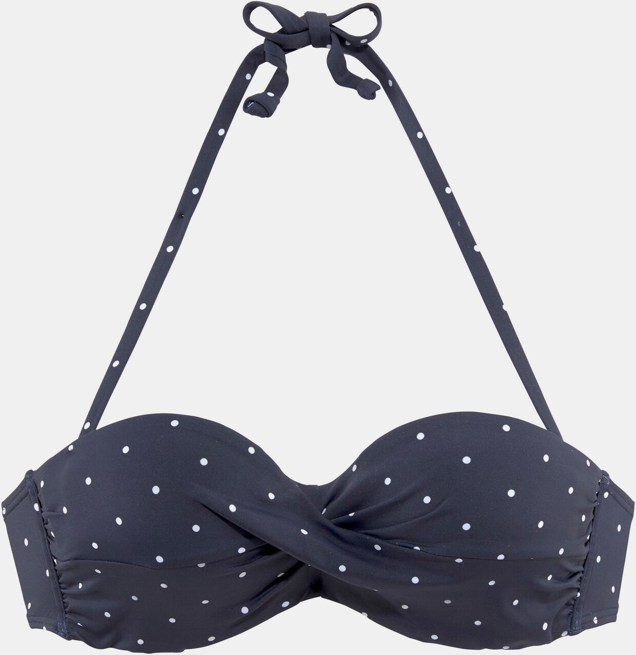 LASCANA Bügel-Bandeau-Bikini-Top - marine-gepunktet