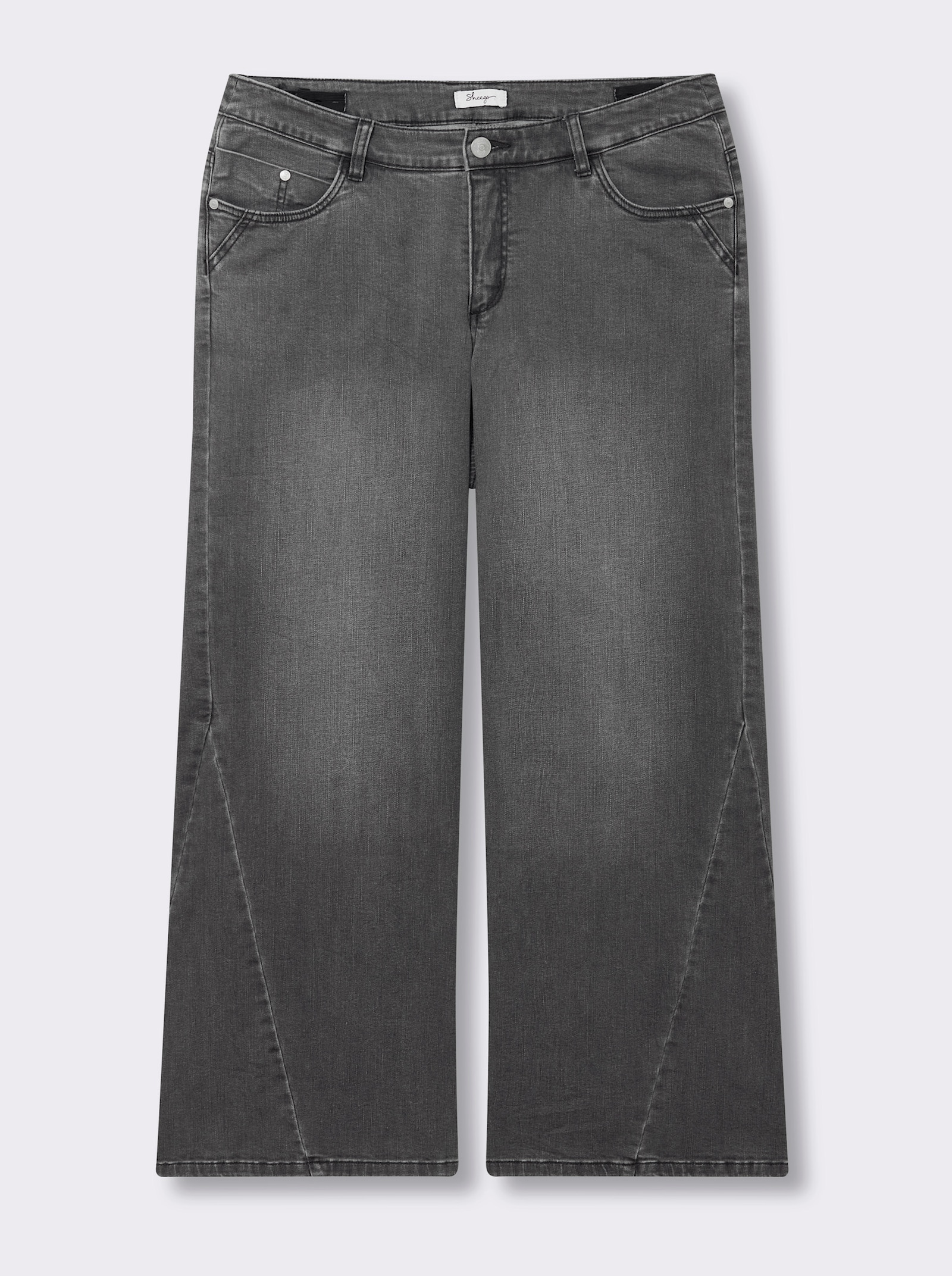 sheego Jeans mit weitem Bein und Knopflochgummi - stone-grey-denim