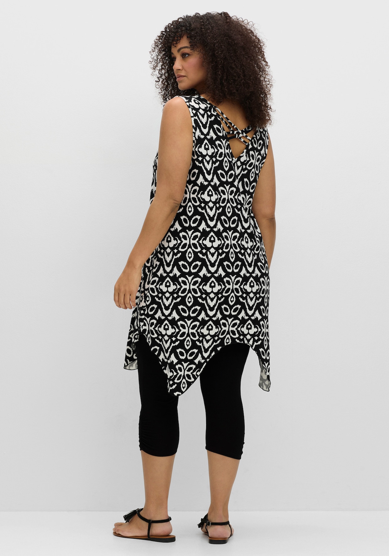 sheego Top und Leggings - schwarz-weiß