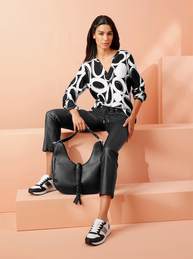 heine Druckbluse mit Grafik-Dessin - schwarz-weiß-bedruckt