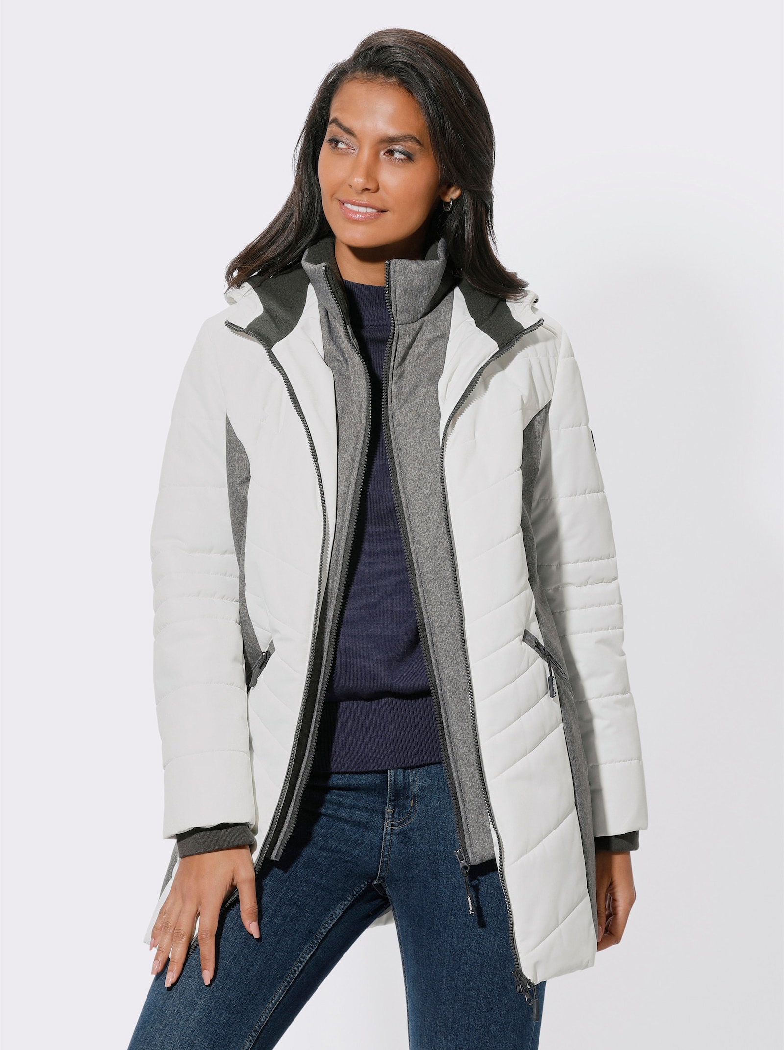 2-in-1-Jacke mit Westen-Einsatz - weiß-anthrazit