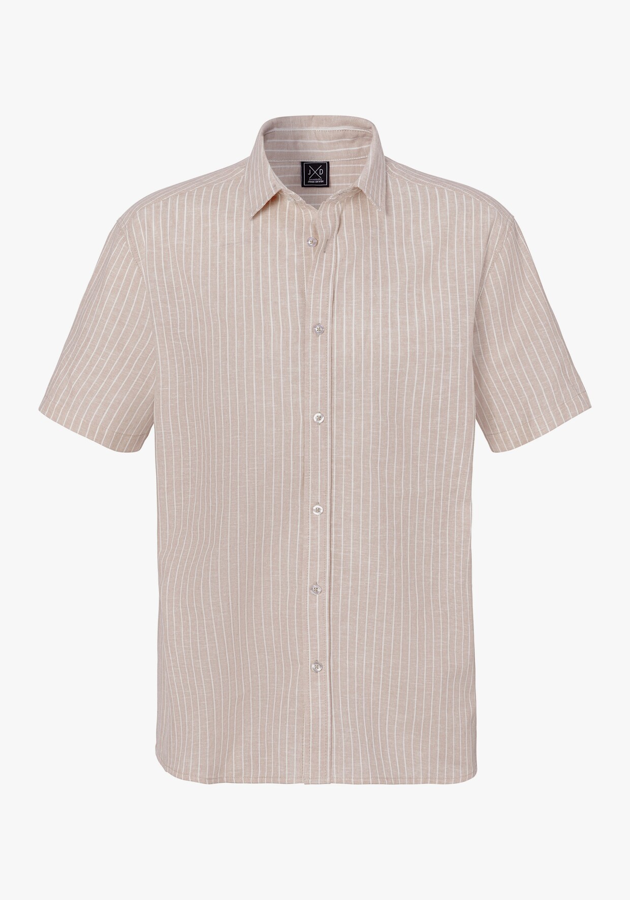 Overhemd met korte mouwen - beige/wit gestreept