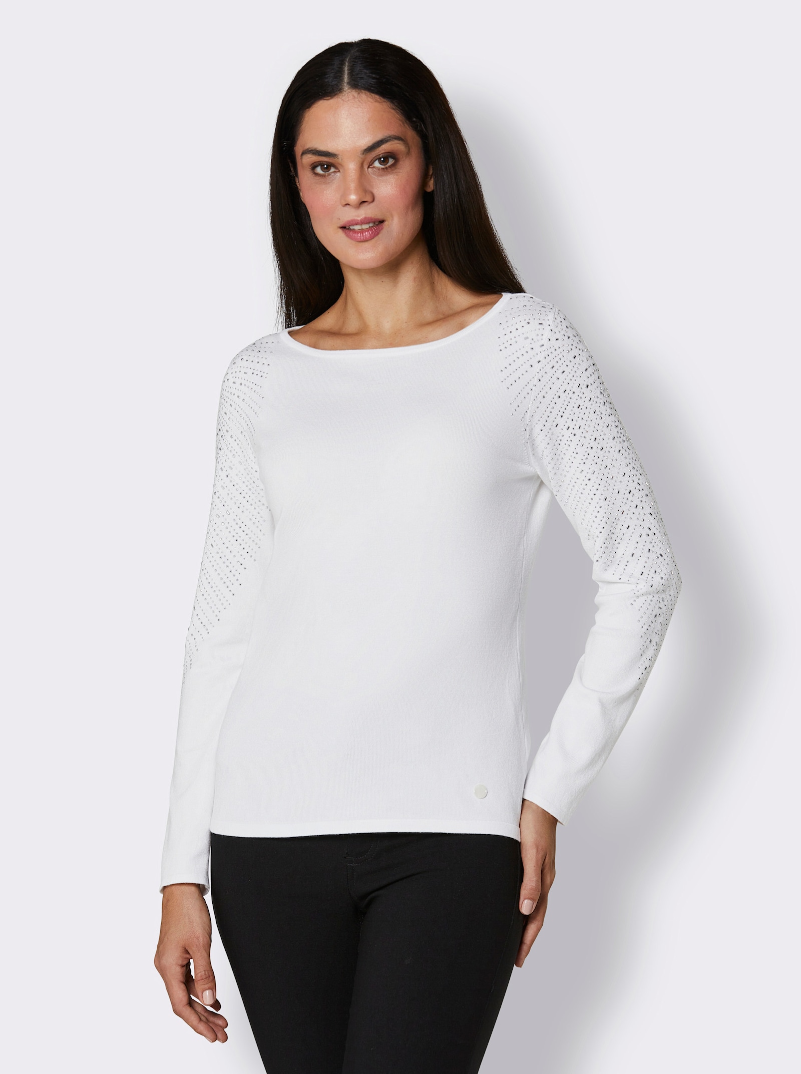 CREATION L PREMIUM Pullover met 3/4-mouwen van fijntricot - wit