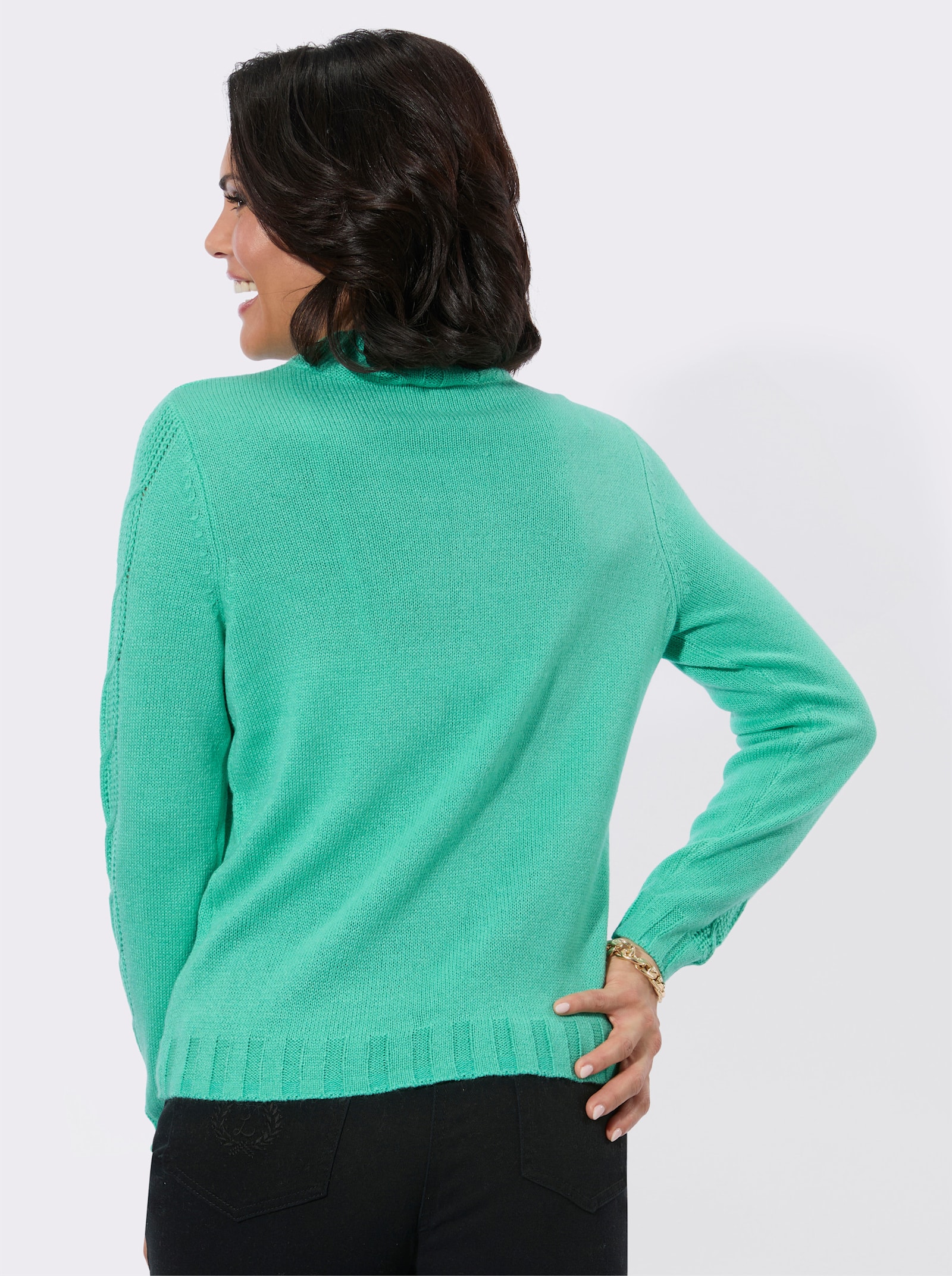 Stehkragenpullover - blaugrün